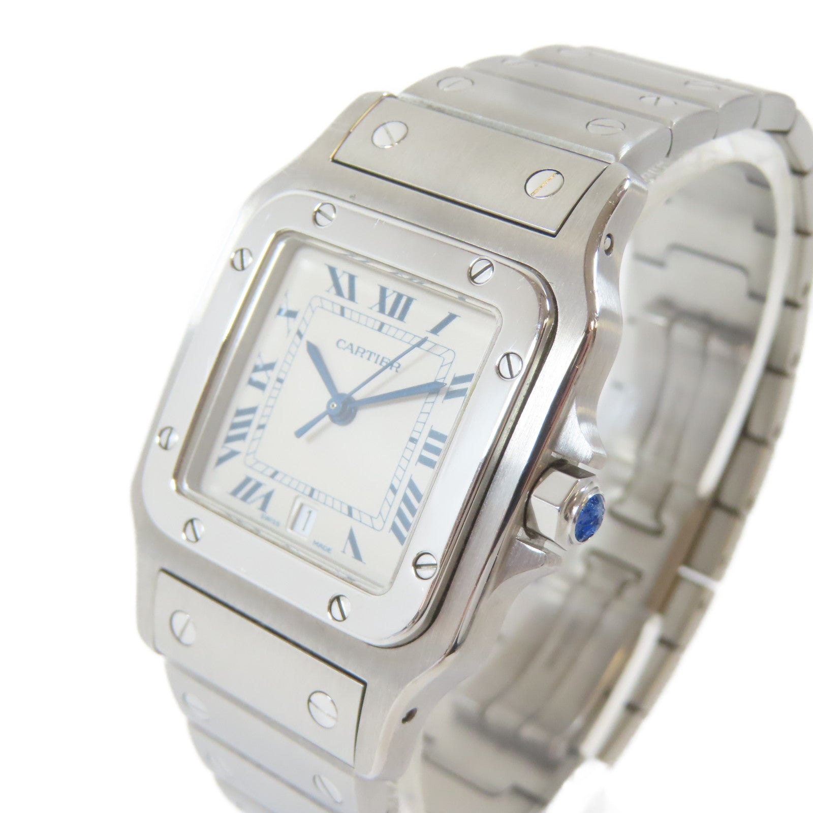 CARTIER Santos Galbee 1564不鏽鋼手錶石英機芯米色#16cm