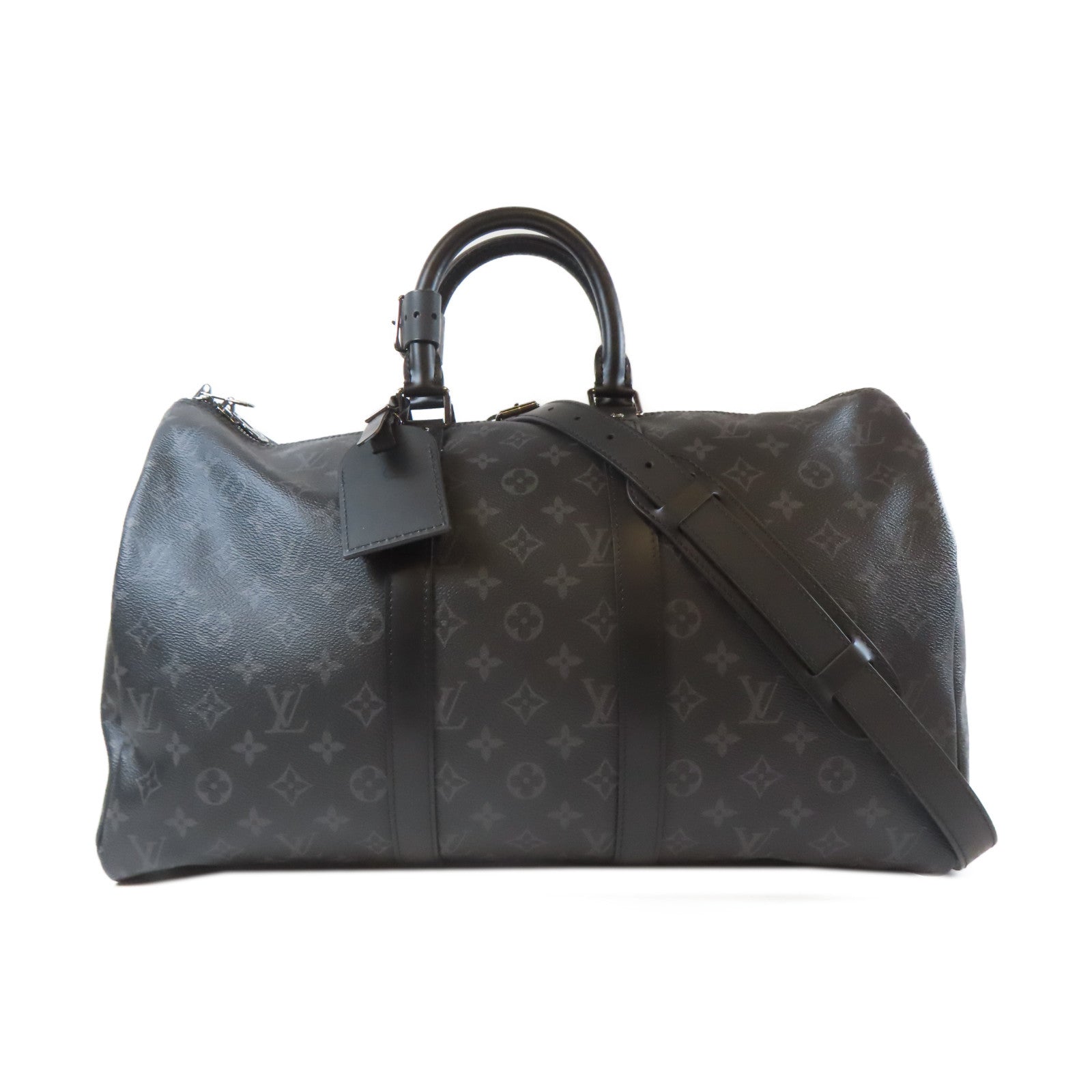 LOUIS VUITTON 【激減優惠】Monogram Eclipse Keepall Bandouliere 45銀扣手挽肩背兩用袋黑色