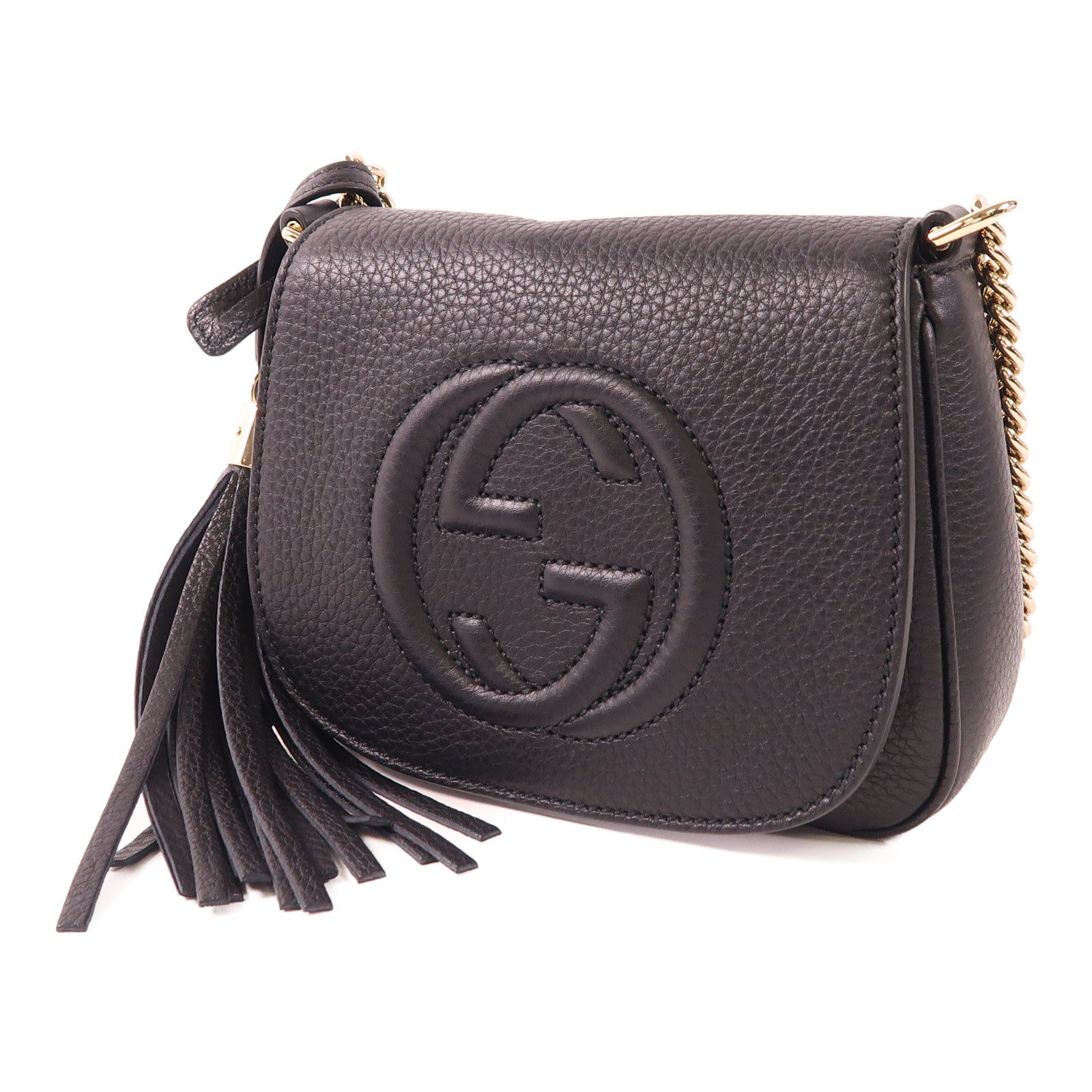 GUCCI 牛皮皮革Soho金扣鏈帶肩背袋