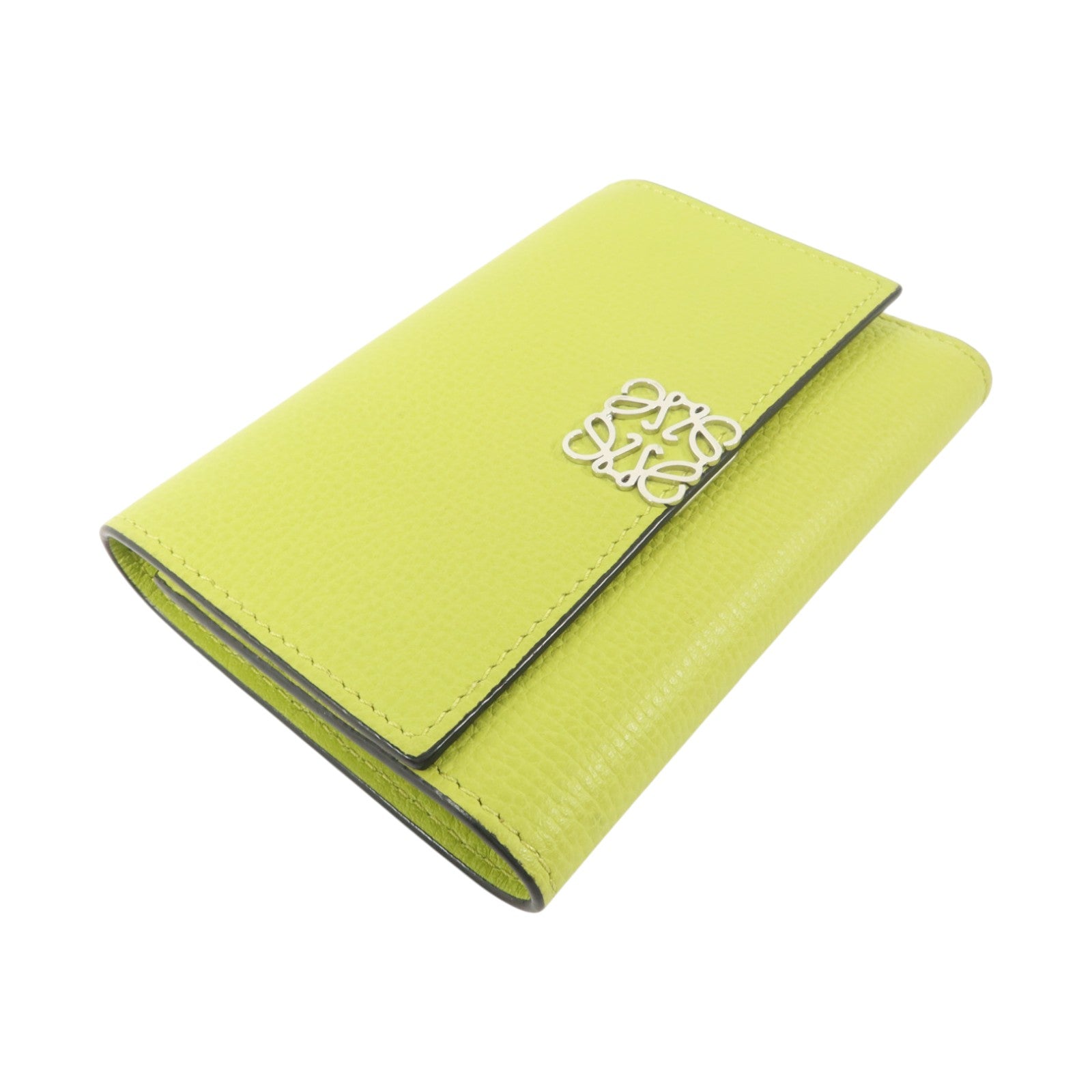 LOEWE 牛皮皮革Anagram Trifold Compact Wallet銀扣錢包