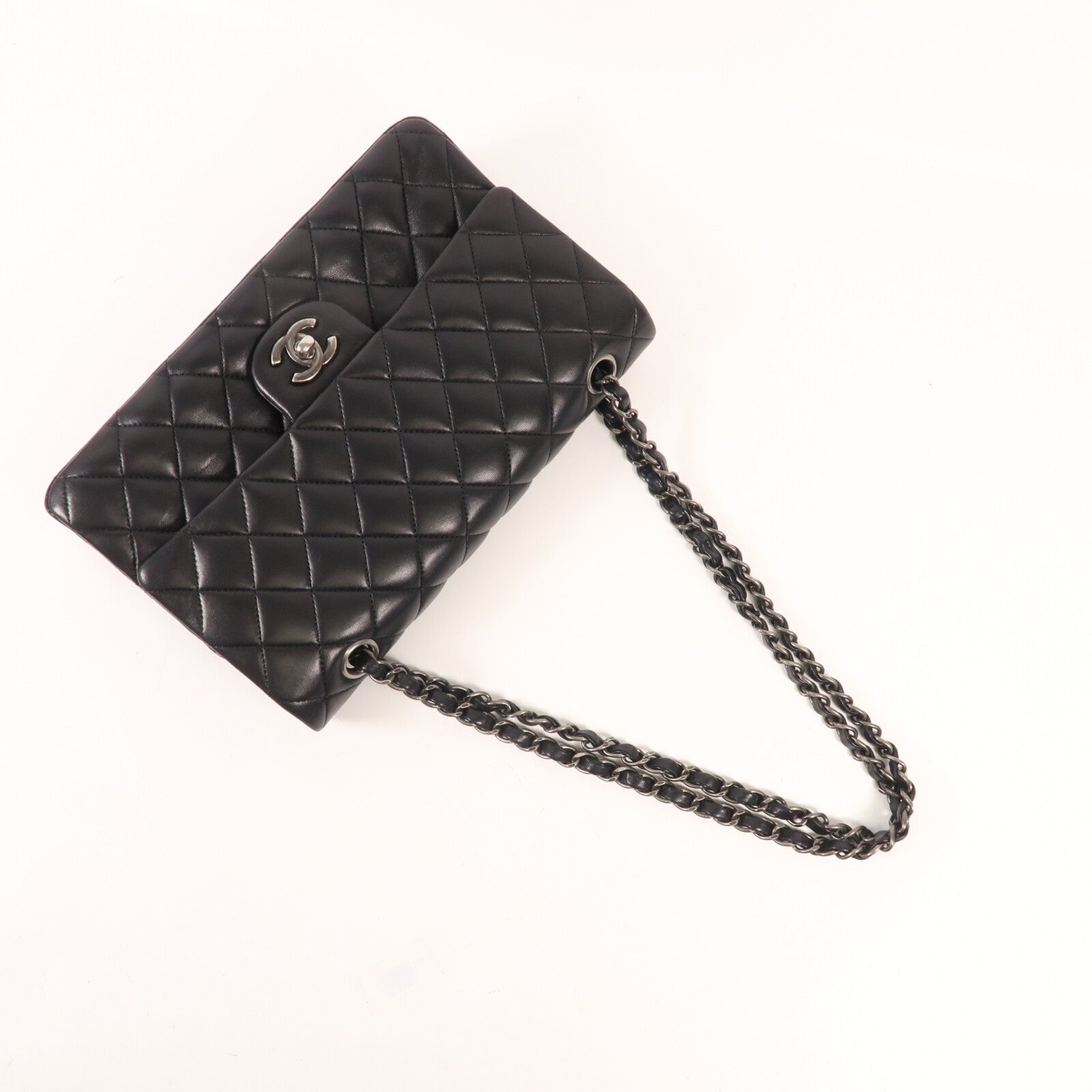 CHANEL 羊皮皮革Classic 25銀扣鏈帶肩背袋