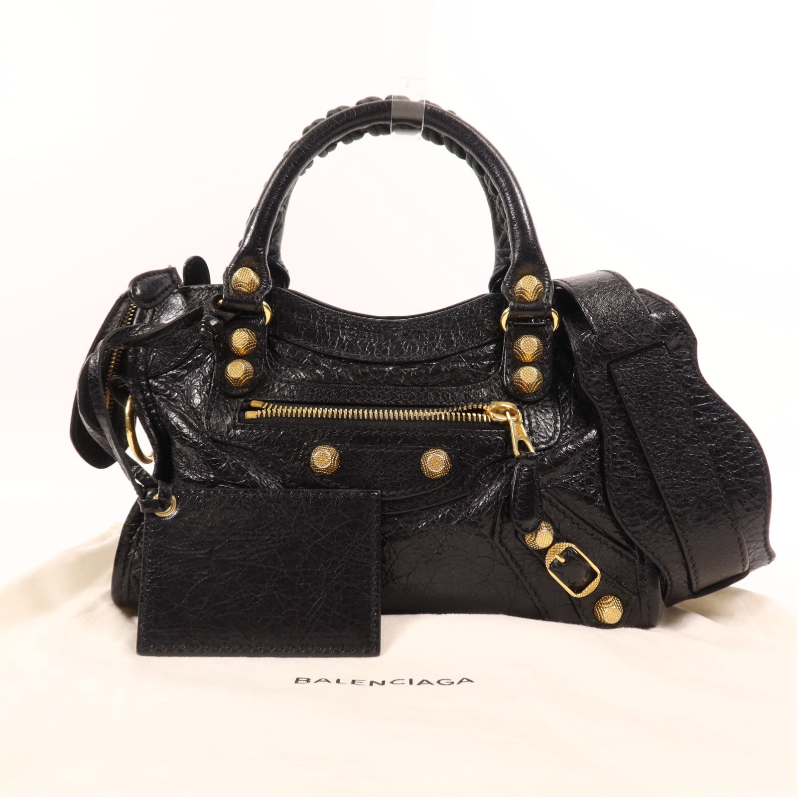 BALENCIAGA 牛皮皮革Mini City金扣手挽肩背兩用袋