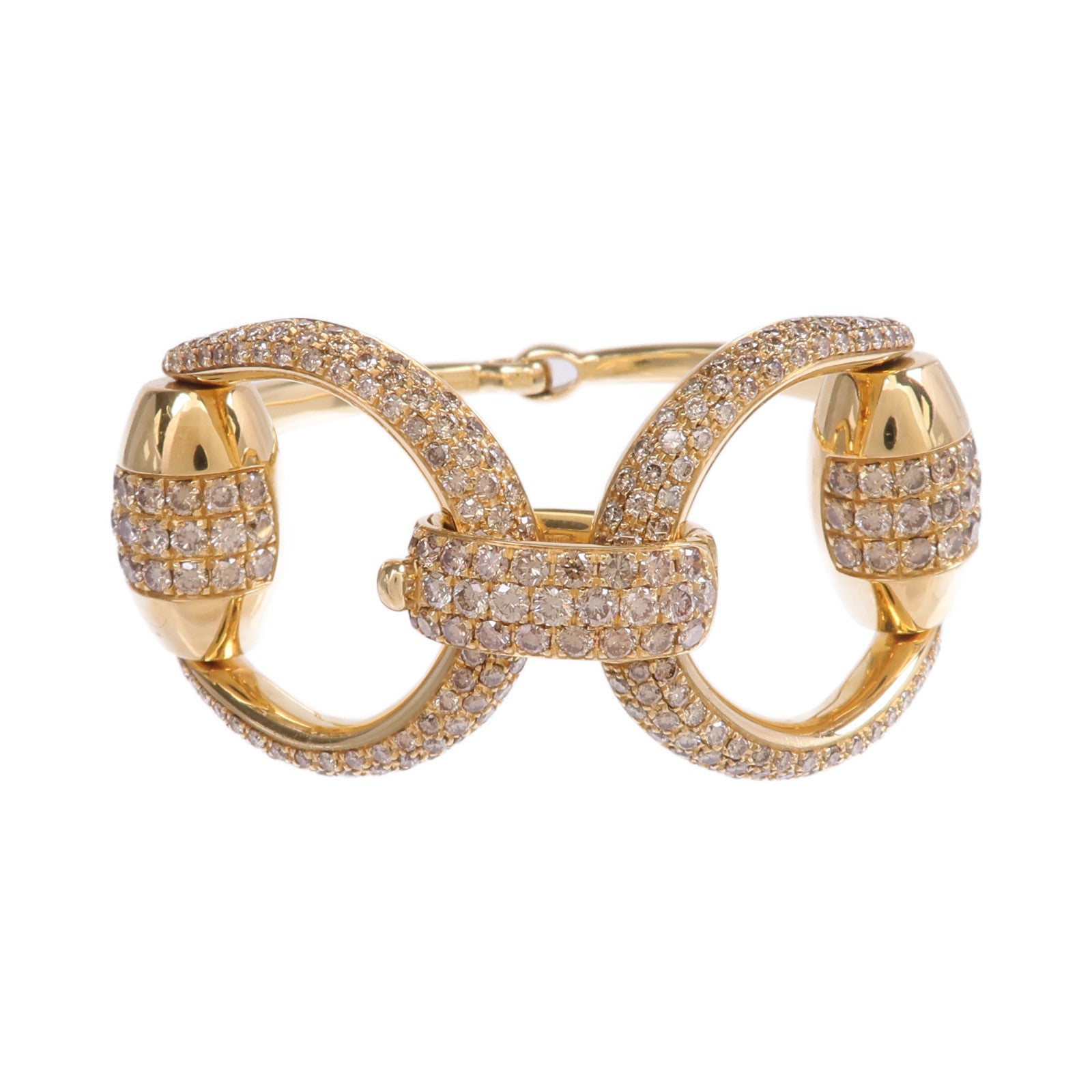 GUCCI 18K黃金Diamond Horsebit Bracelet鑽石手鐲
