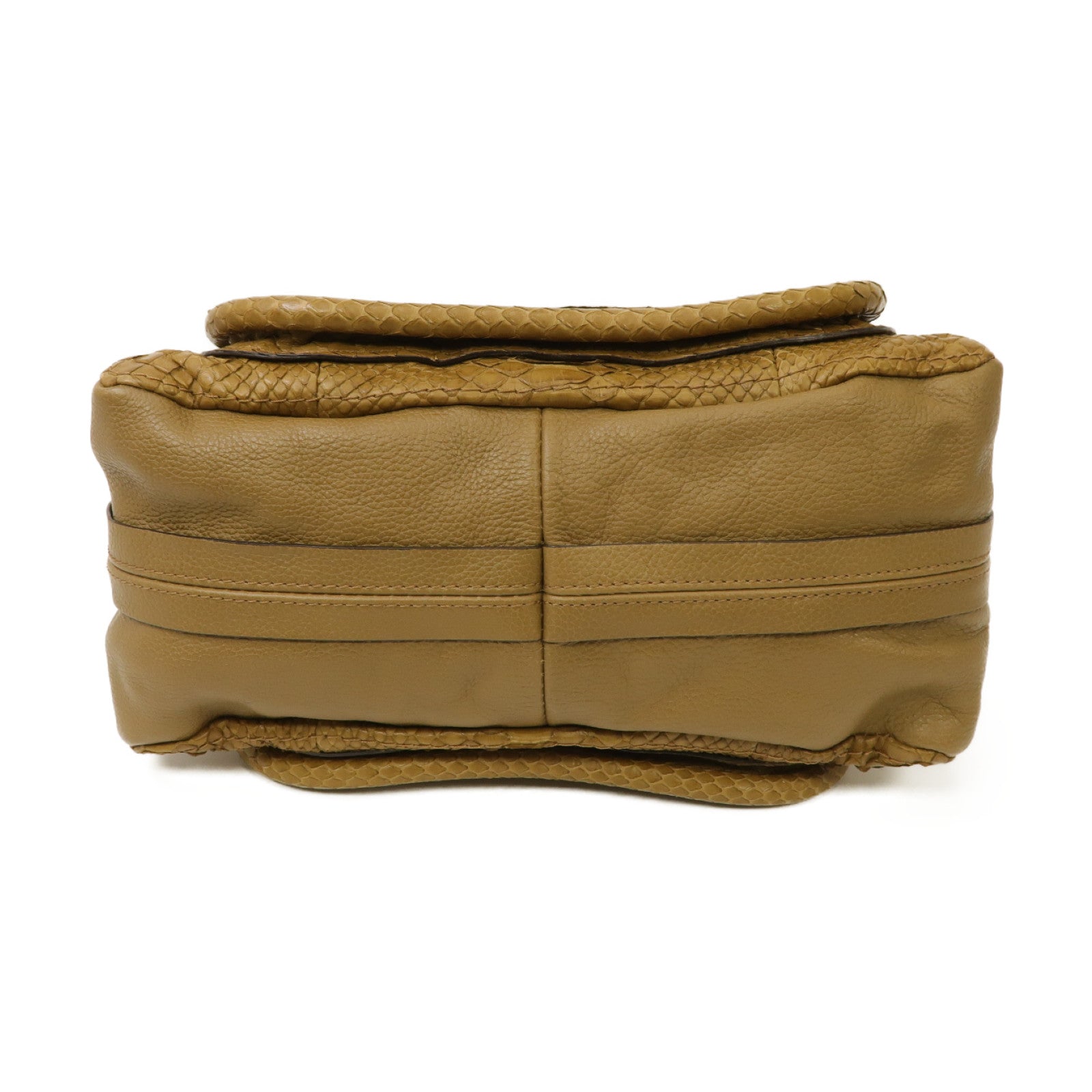 Chloe 蛇皮皮革/牛皮皮革2way Shoulder Bag金扣手挽肩背兩用袋棕色