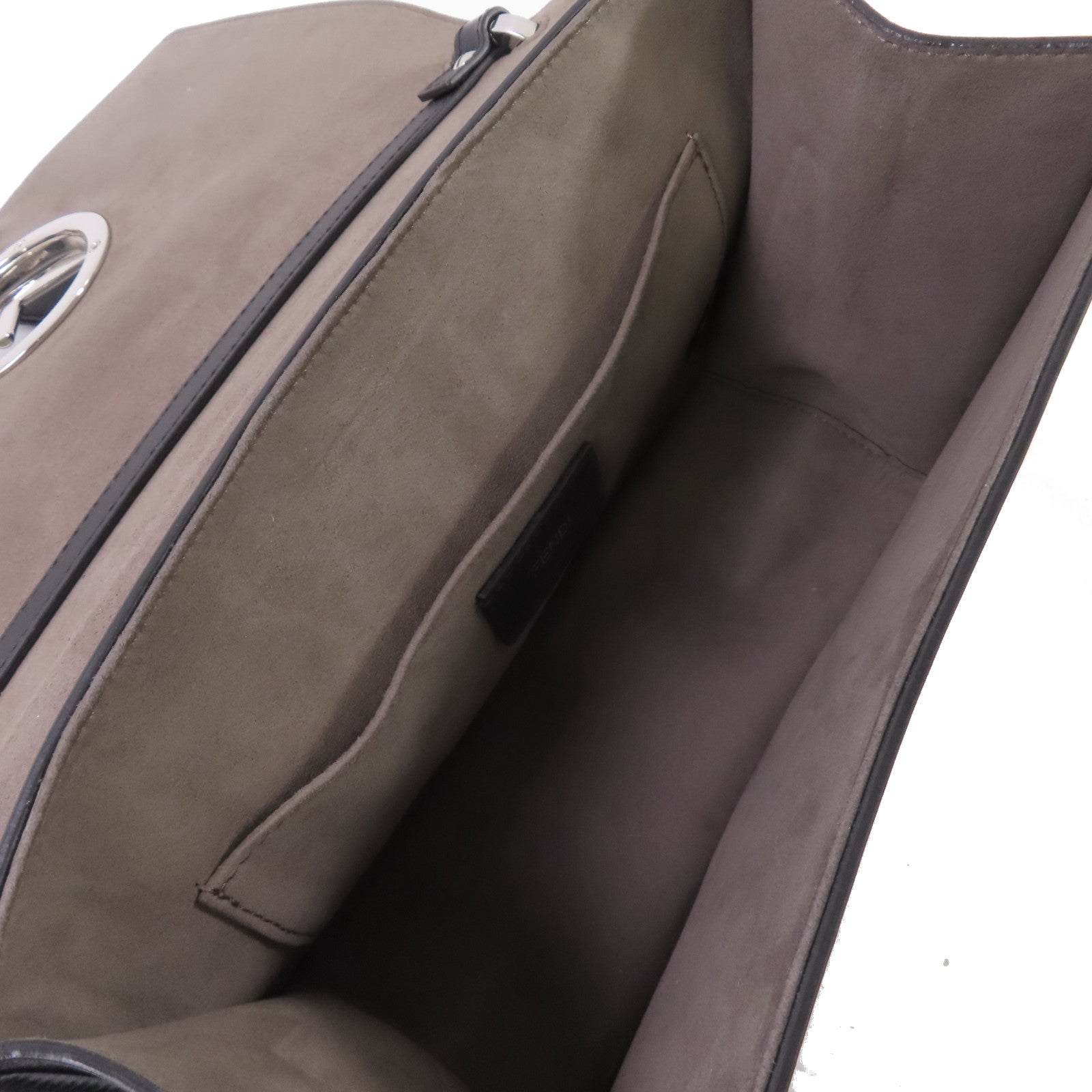 FENDI 牛皮皮革2Way Shoulder Bag銀扣手挽肩背兩用袋黑色
