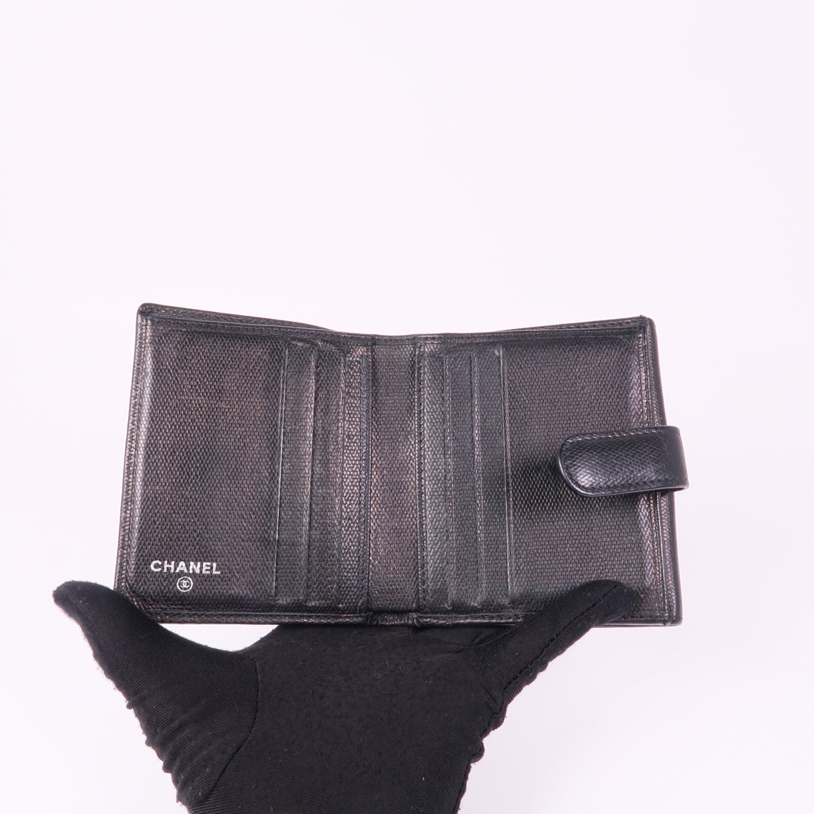 CHANEL 牛皮皮革Wallet銀扣錢包