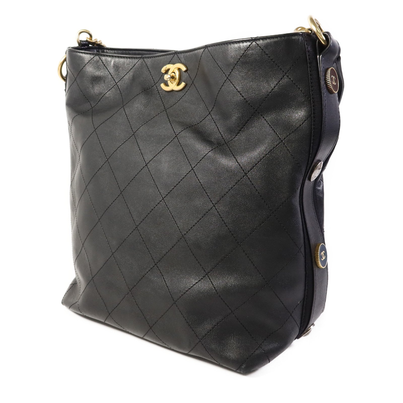 CHANEL 牛皮皮革2 Way Shoulder Bag金扣手挽肩背兩用袋