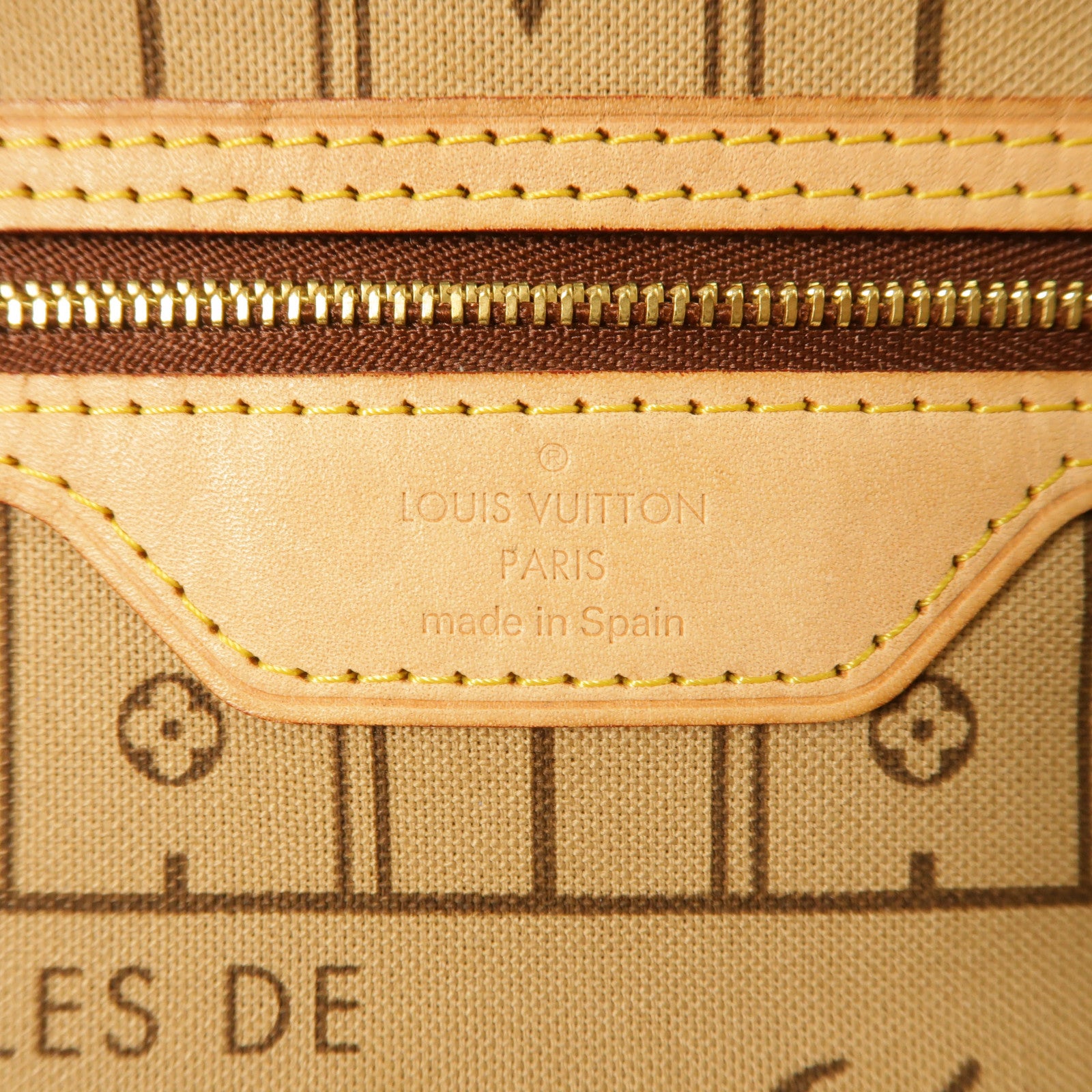 LOUIS VUITTON Monogram Neverfull MM金扣手挽袋