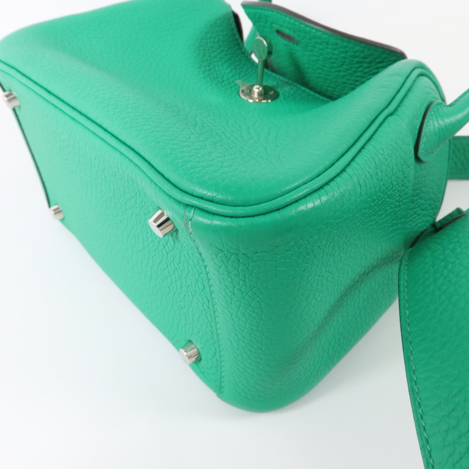 HERMES Clemence皮革Mini Lindy手挽肩背兩用袋Bambou