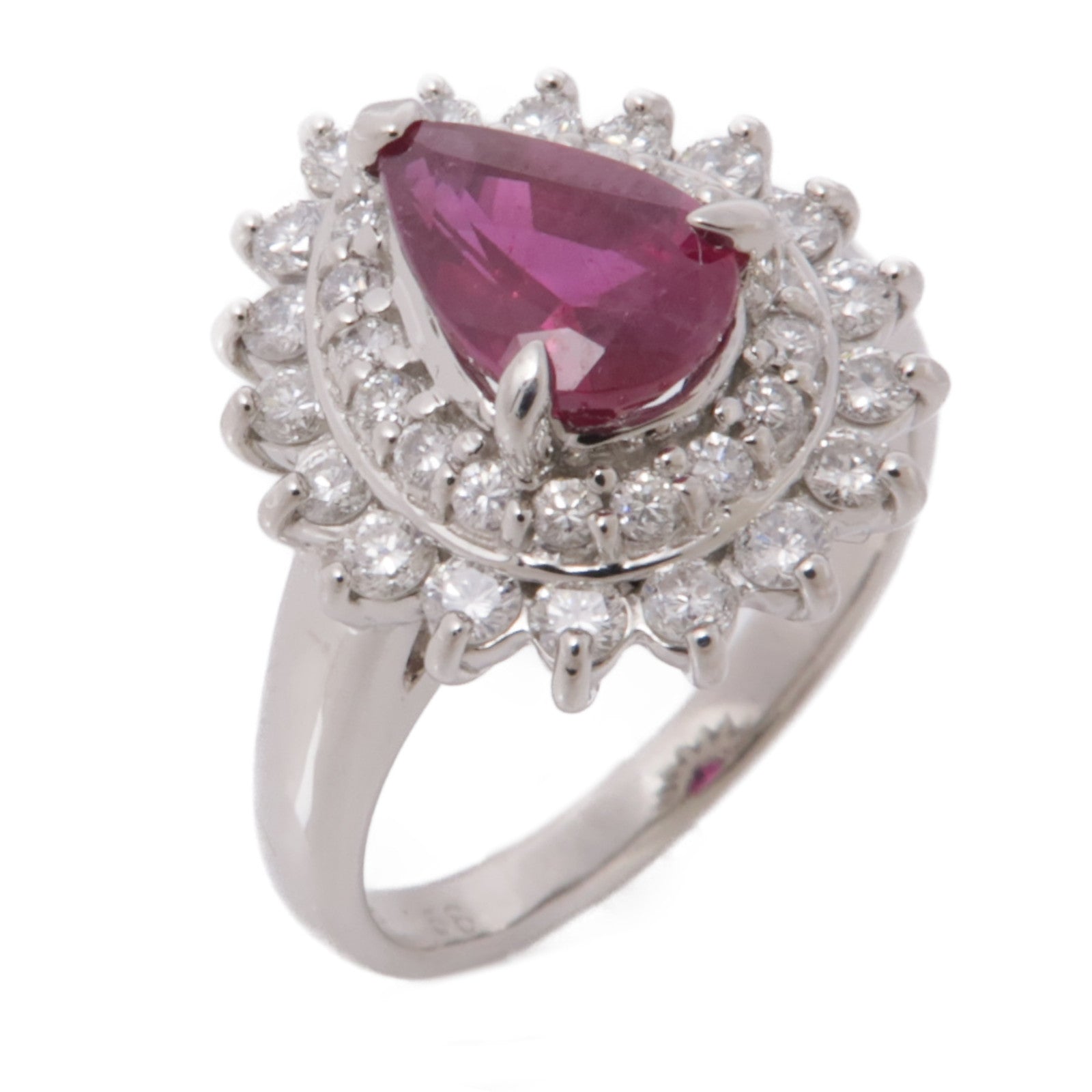 JEWELRY JEWELRY PT850鉑金Ruby/Diamond Ring紅寶石/鑽石戒指US#6.5