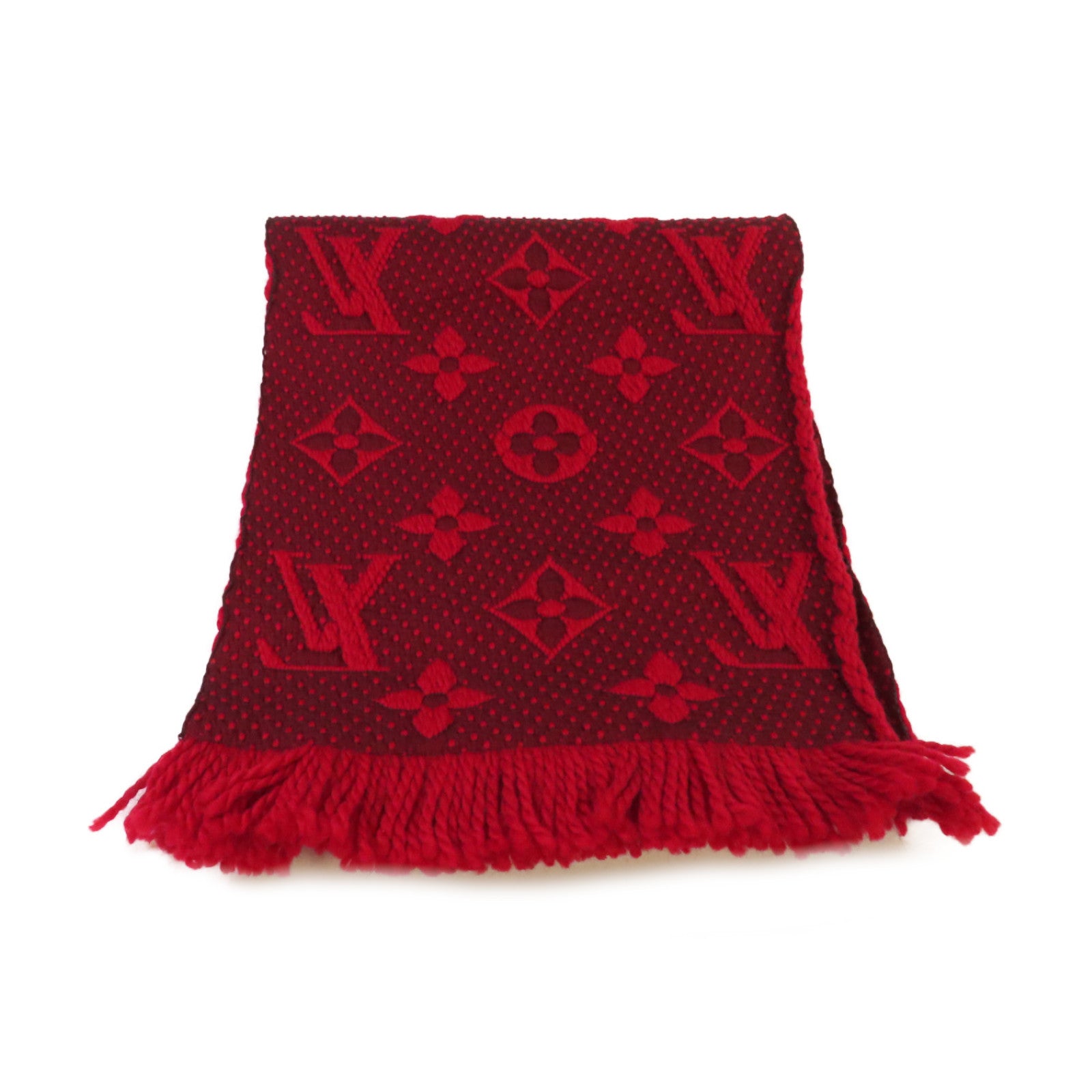 LOUIS VUITTON 羊毛/絲質Logomania Scarf圍巾紅色