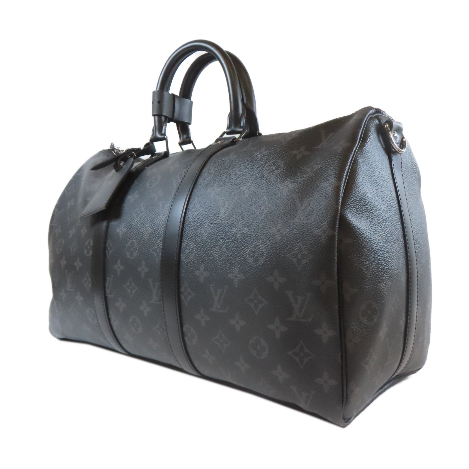 LOUIS VUITTON 【激減優惠】Monogram Eclipse Keepall Bandouliere 45銀扣手挽肩背兩用袋黑色