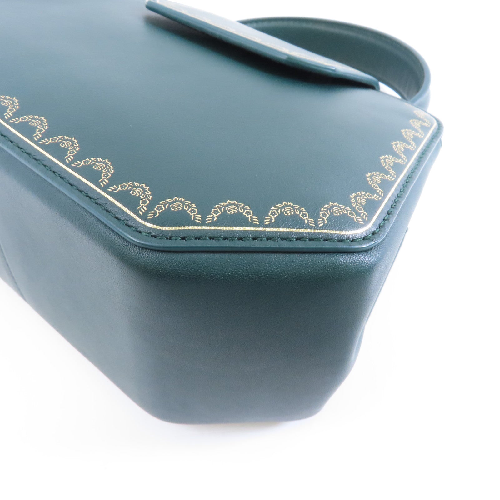 CARTIER 牛皮皮革The Guirlande De Cartier金扣手挽肩背兩用袋綠色