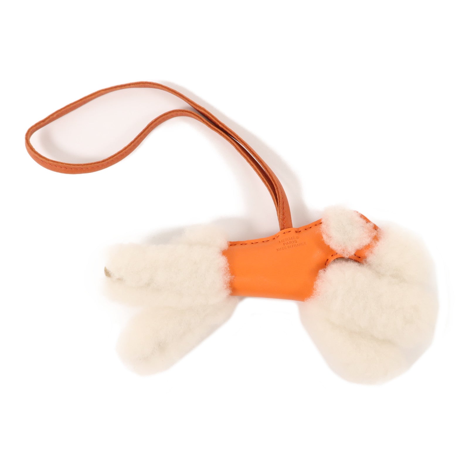 HERMES Milo皮革/羊毛Budy Charm掛飾Capucine/Sienne