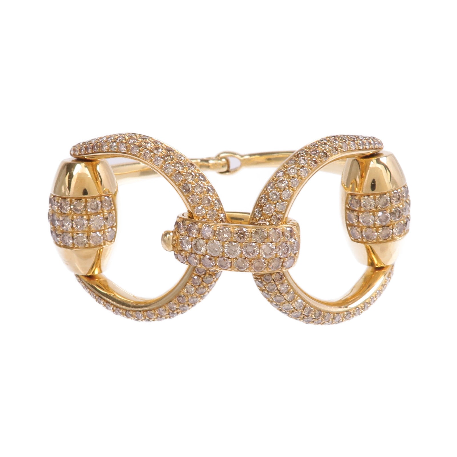 GUCCI 18K黃金Diamond Horsebit Bracelet鑽石手鐲