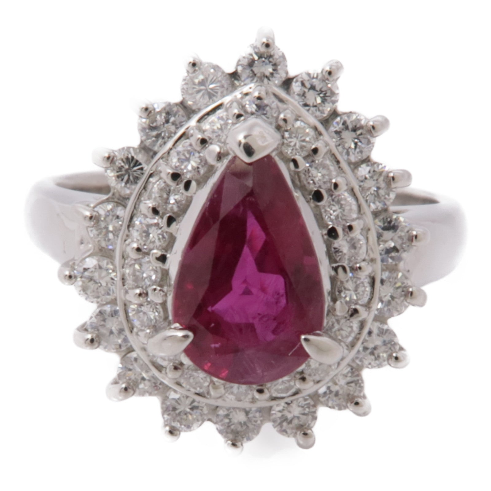JEWELRY JEWELRY PT850鉑金Ruby/Diamond Ring紅寶石/鑽石戒指US#6.5