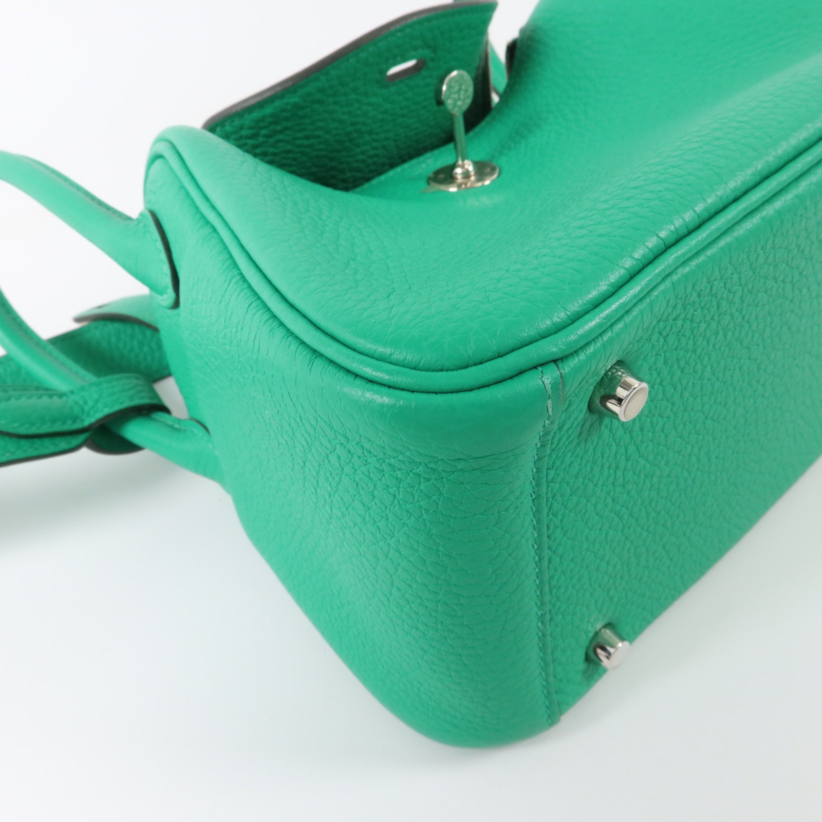 HERMES Clemence皮革Mini Lindy手挽肩背兩用袋Bambou