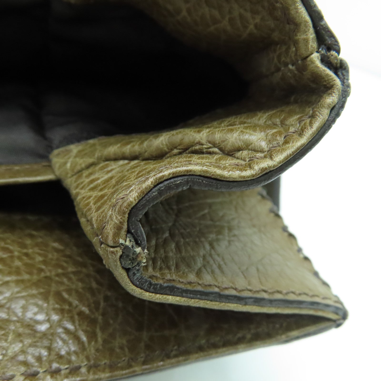 CELINE 牛皮皮革Hand Bag手挽袋银扣深绿色