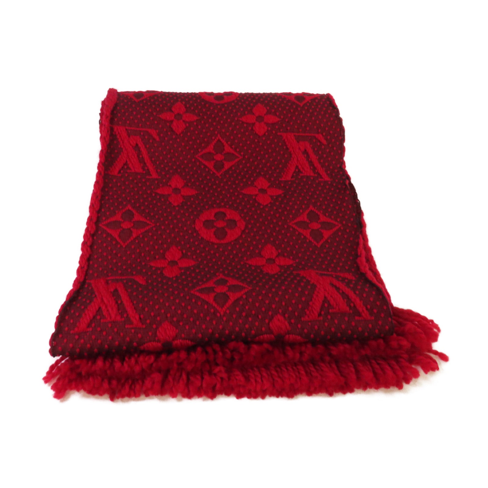 LOUIS VUITTON 羊毛/絲質Logomania Scarf圍巾紅色