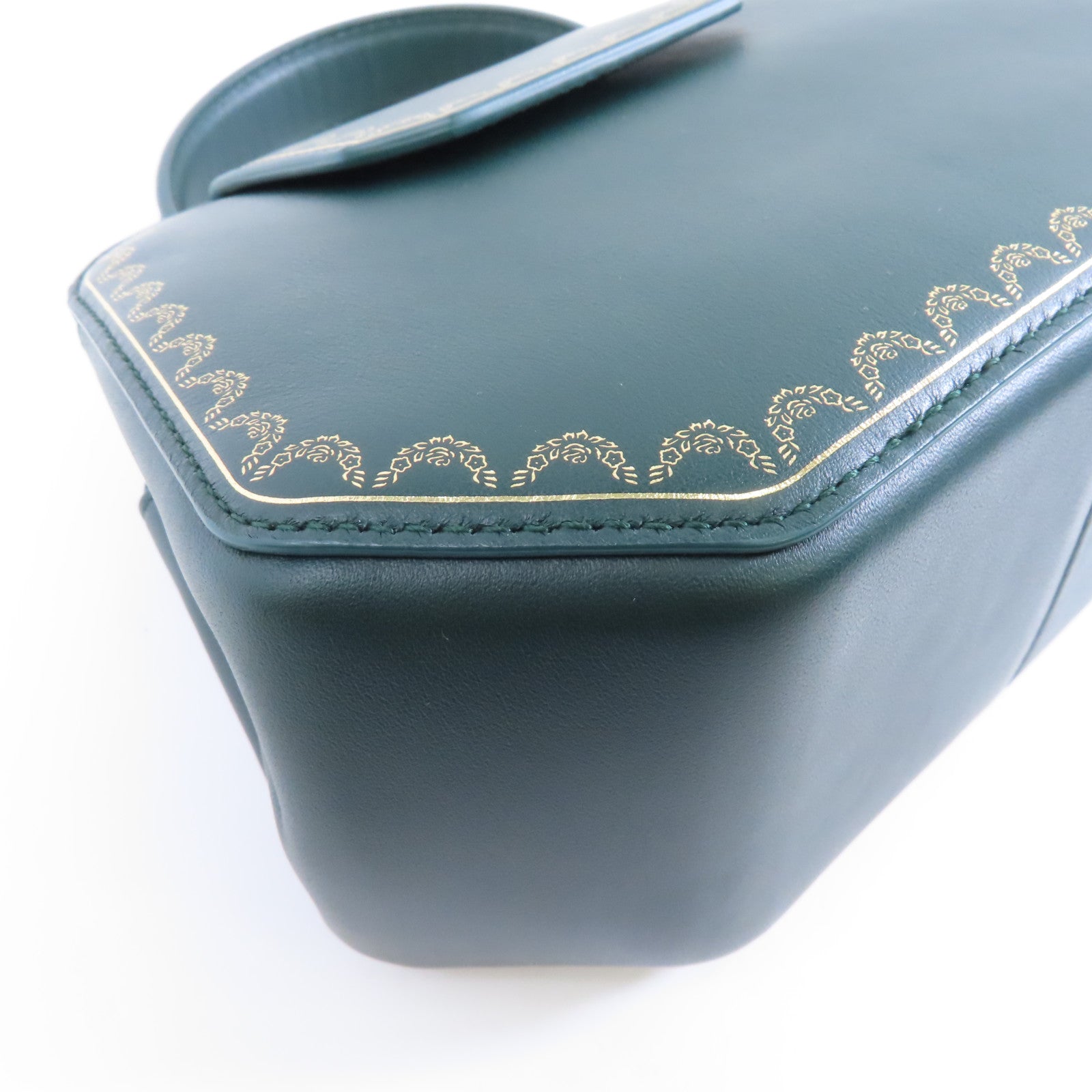 CARTIER 牛皮皮革The Guirlande De Cartier金扣手挽肩背兩用袋綠色