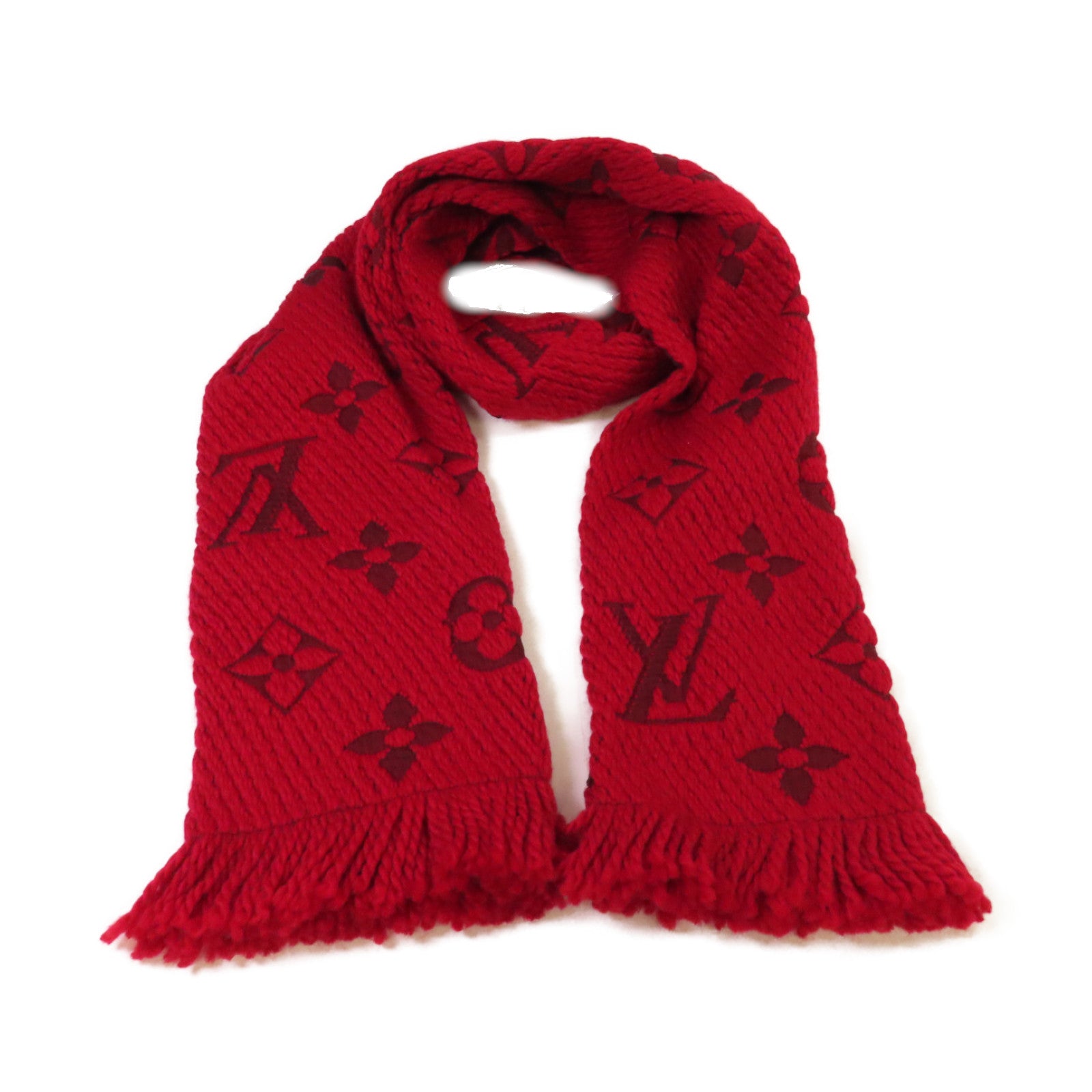 LOUIS VUITTON 羊毛/絲質Logomania Scarf圍巾紅色