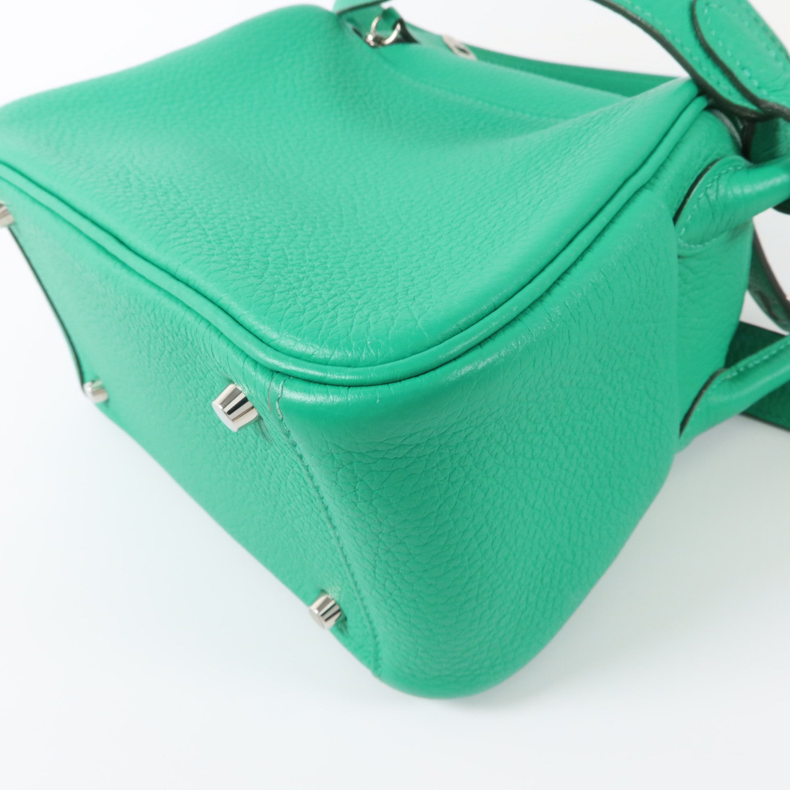 HERMES Clemence皮革Mini Lindy手挽肩背兩用袋Bambou