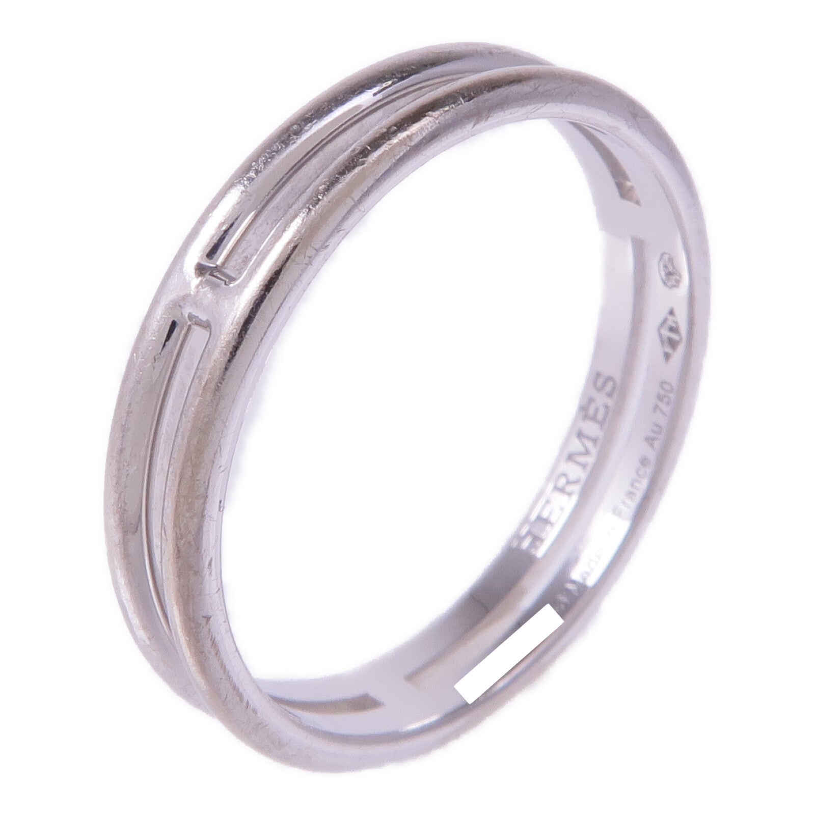 HERMES 18K白金Ariane Wedding Band戒指Hermes#56/US#7.5