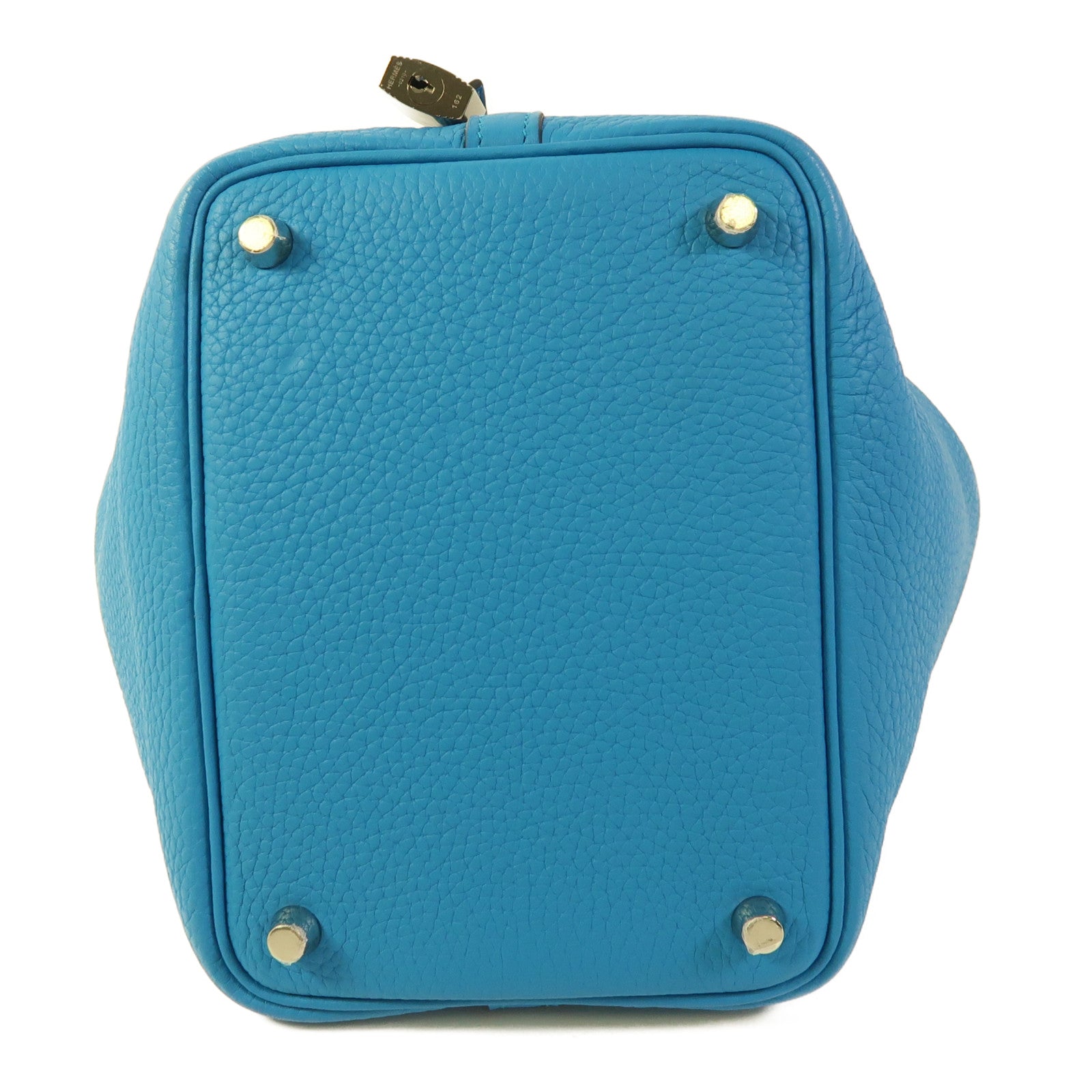 HERMES Clemence皮革Picotin PM銀扣手挽袋Bleu Zanzibar