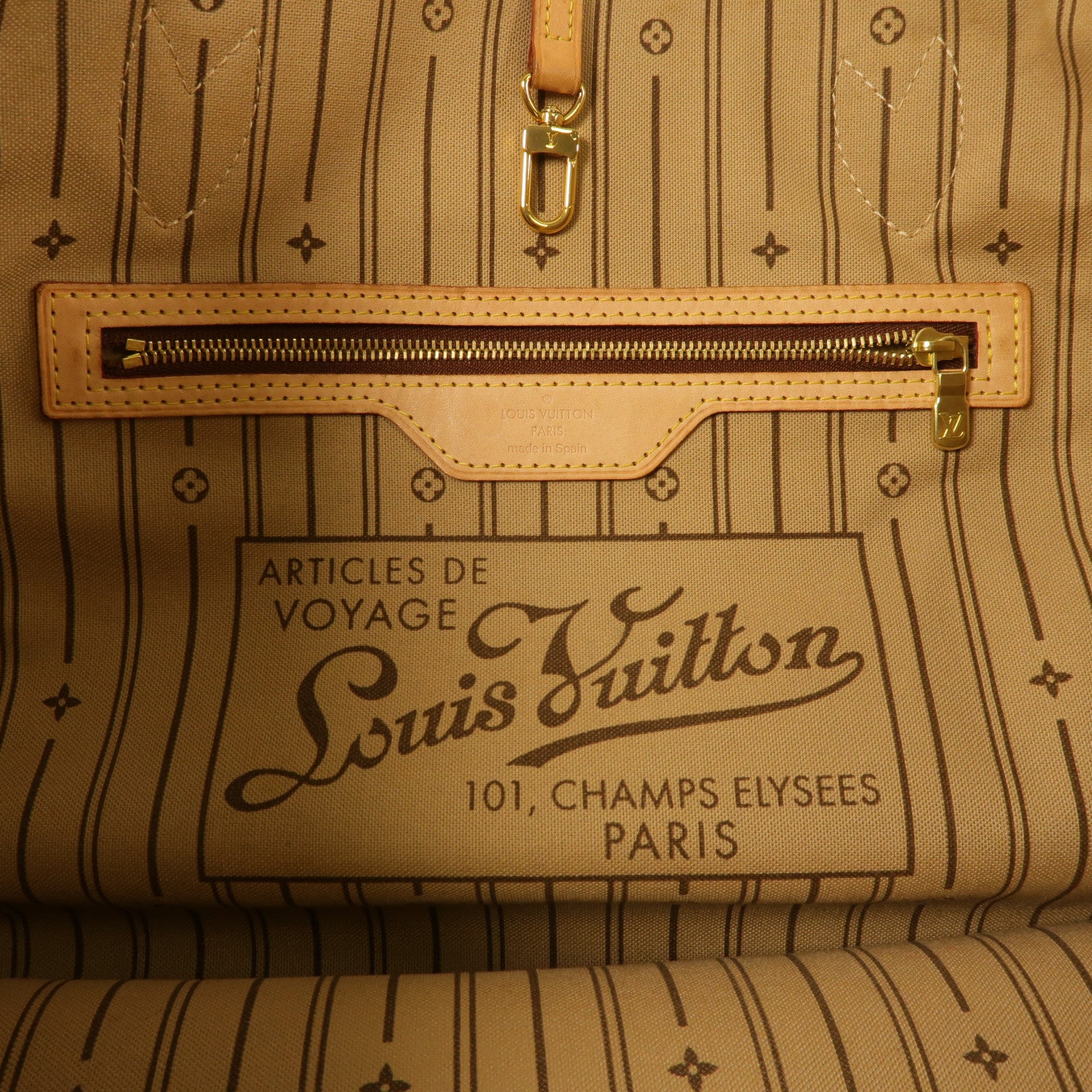 LOUIS VUITTON Monogram Neverfull MM金扣手挽袋