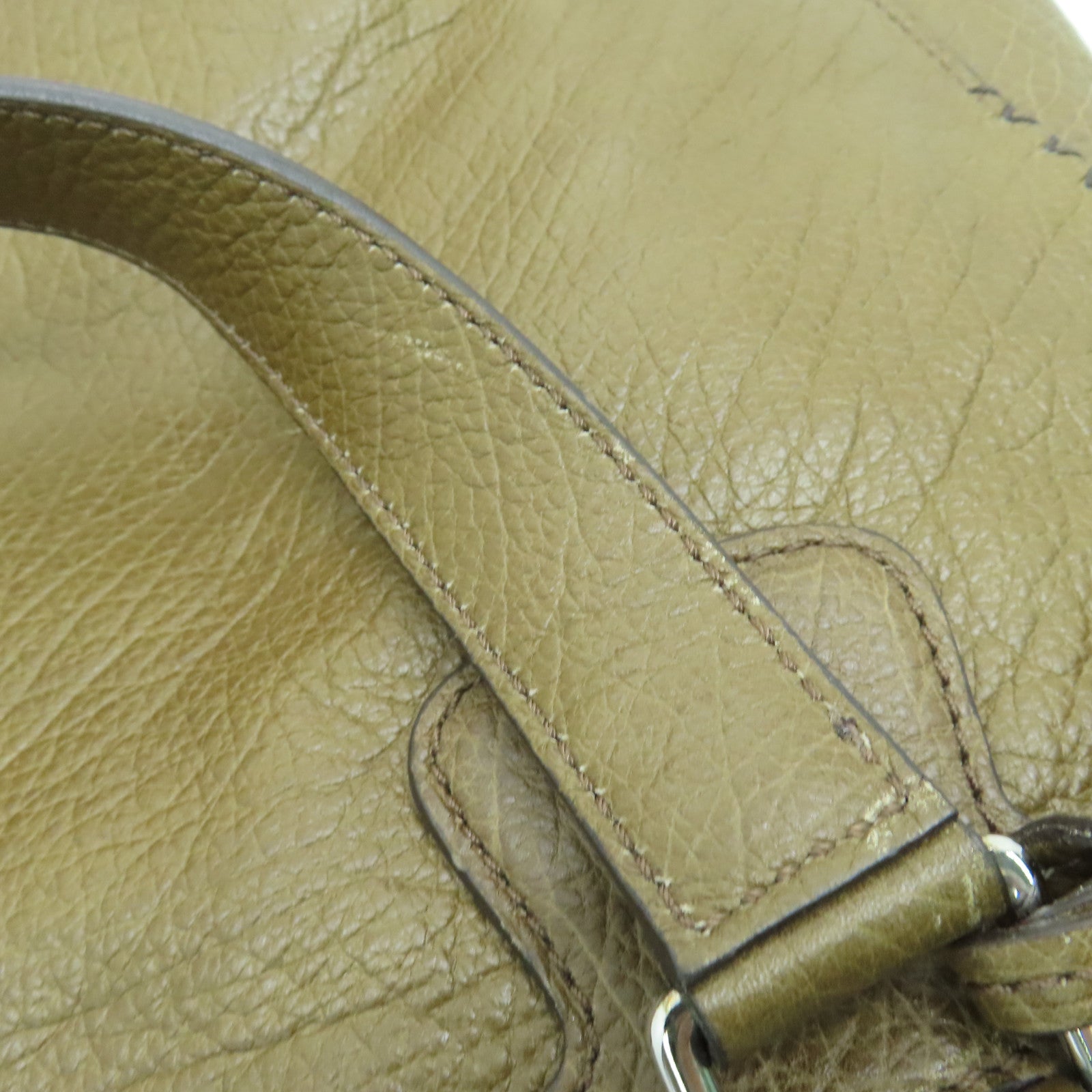 CELINE 牛皮皮革Hand Bag手挽袋银扣深绿色