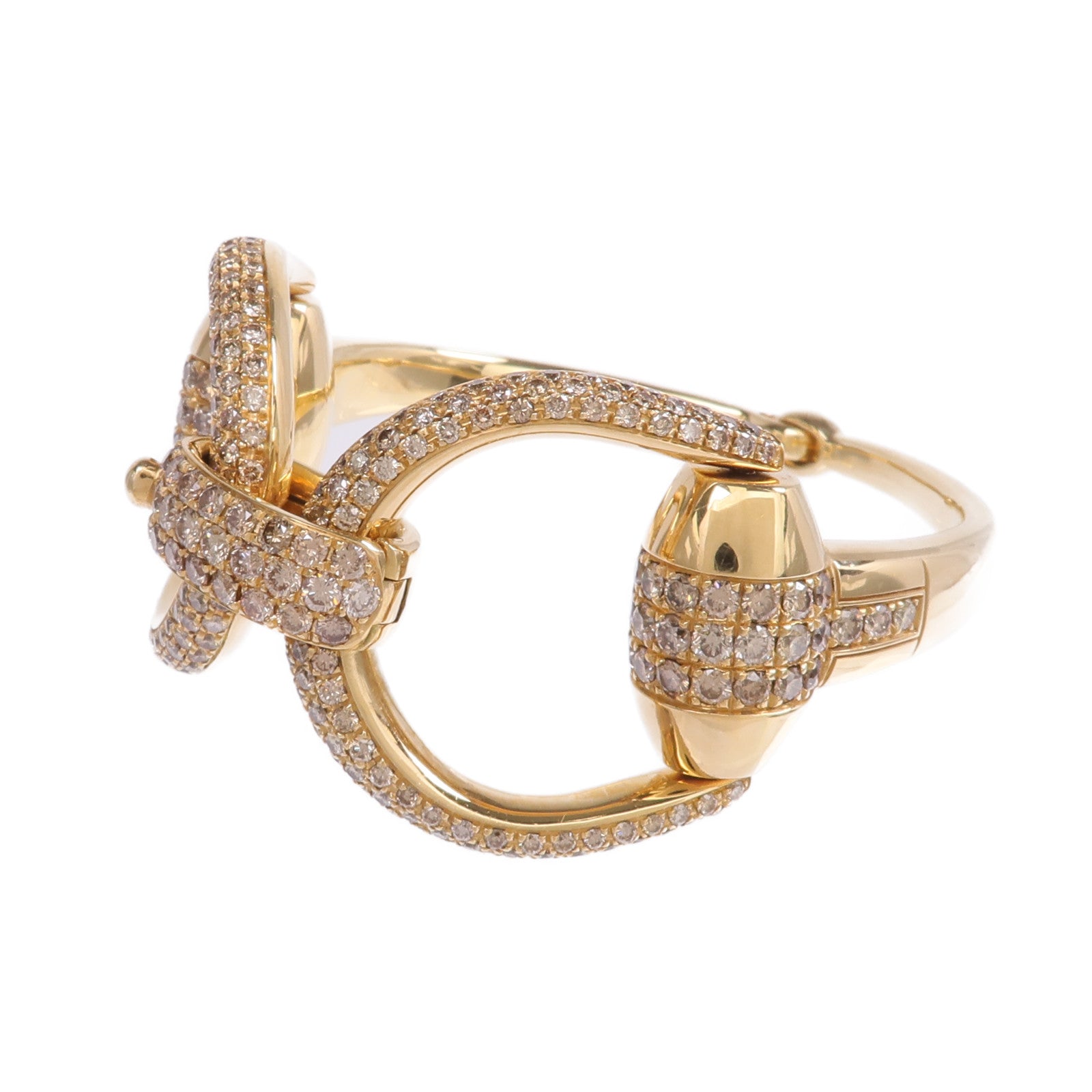 GUCCI 18K黃金Diamond Horsebit Bracelet鑽石手鐲