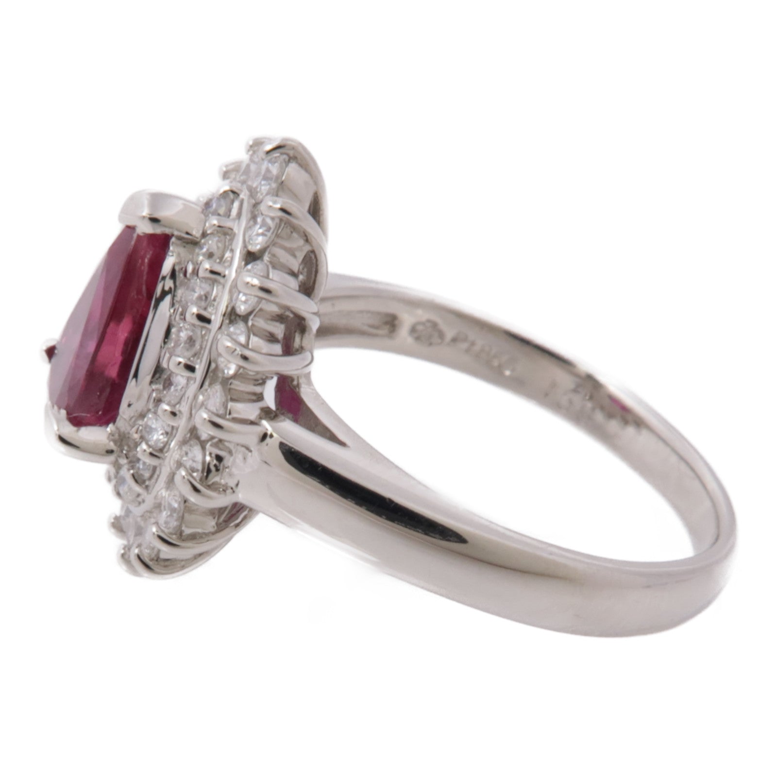 JEWELRY JEWELRY PT850鉑金Ruby/Diamond Ring紅寶石/鑽石戒指US#6.5