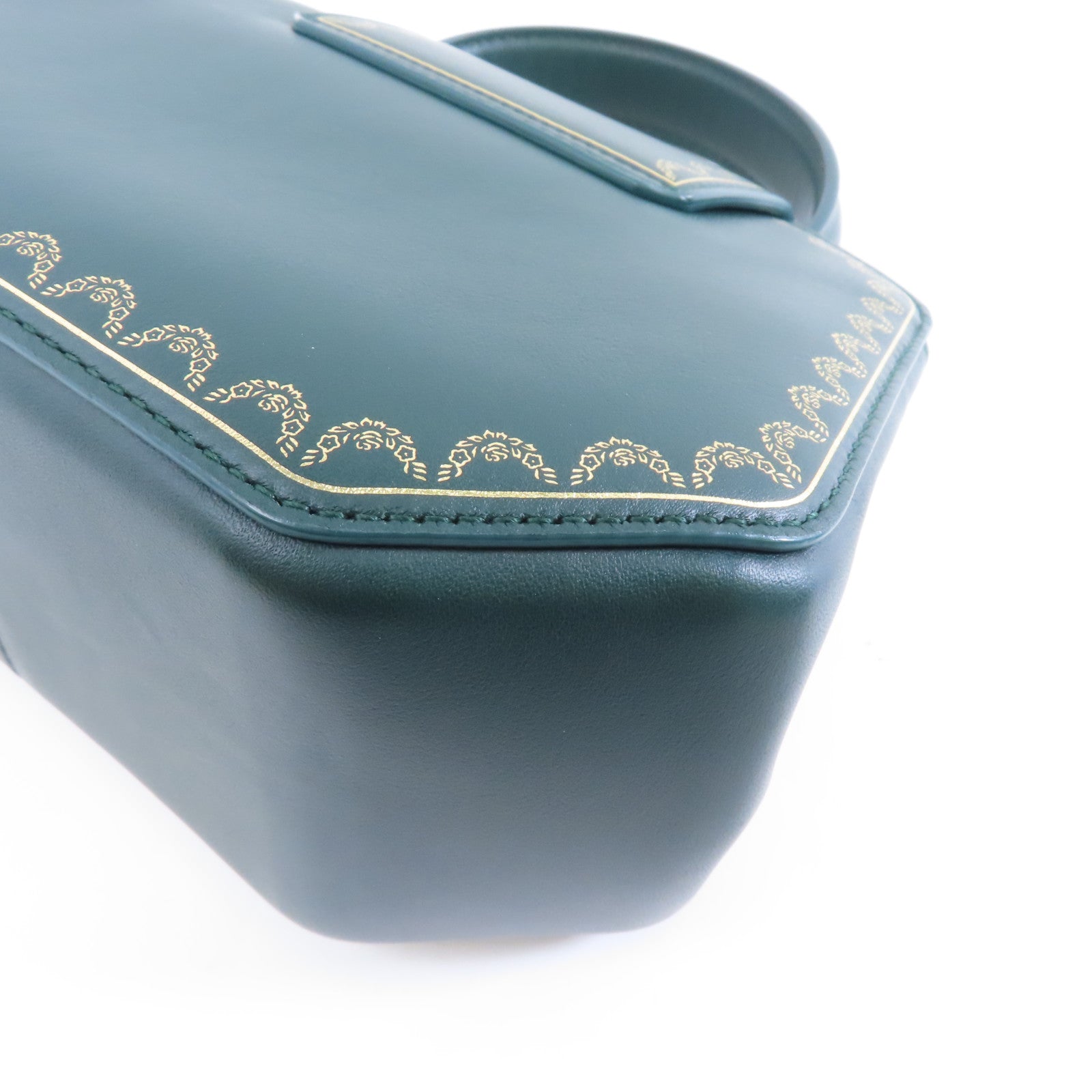 CARTIER 牛皮皮革The Guirlande De Cartier金扣手挽肩背兩用袋綠色