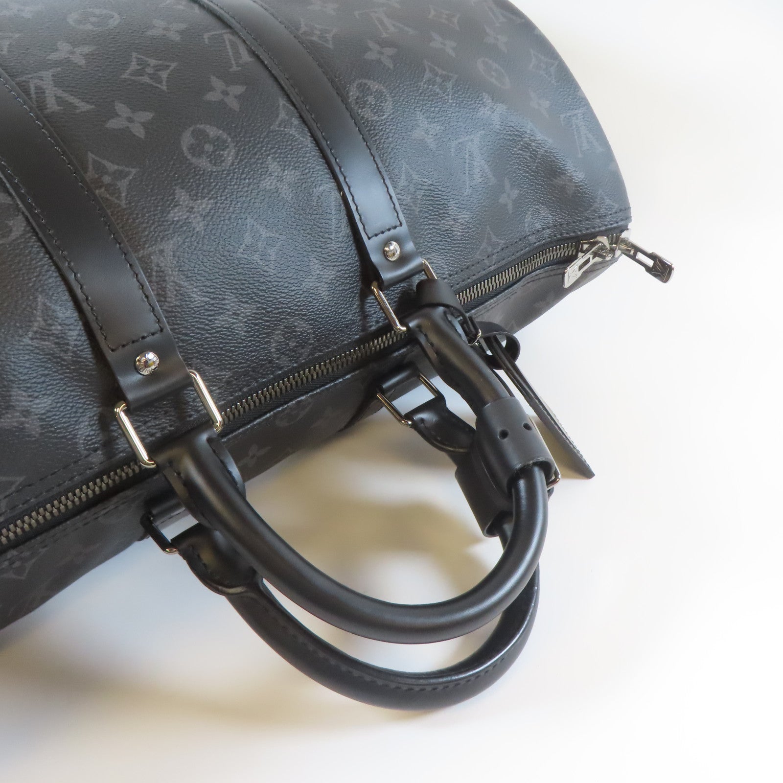LOUIS VUITTON 【激減優惠】Monogram Eclipse Keepall Bandouliere 45銀扣手挽肩背兩用袋黑色