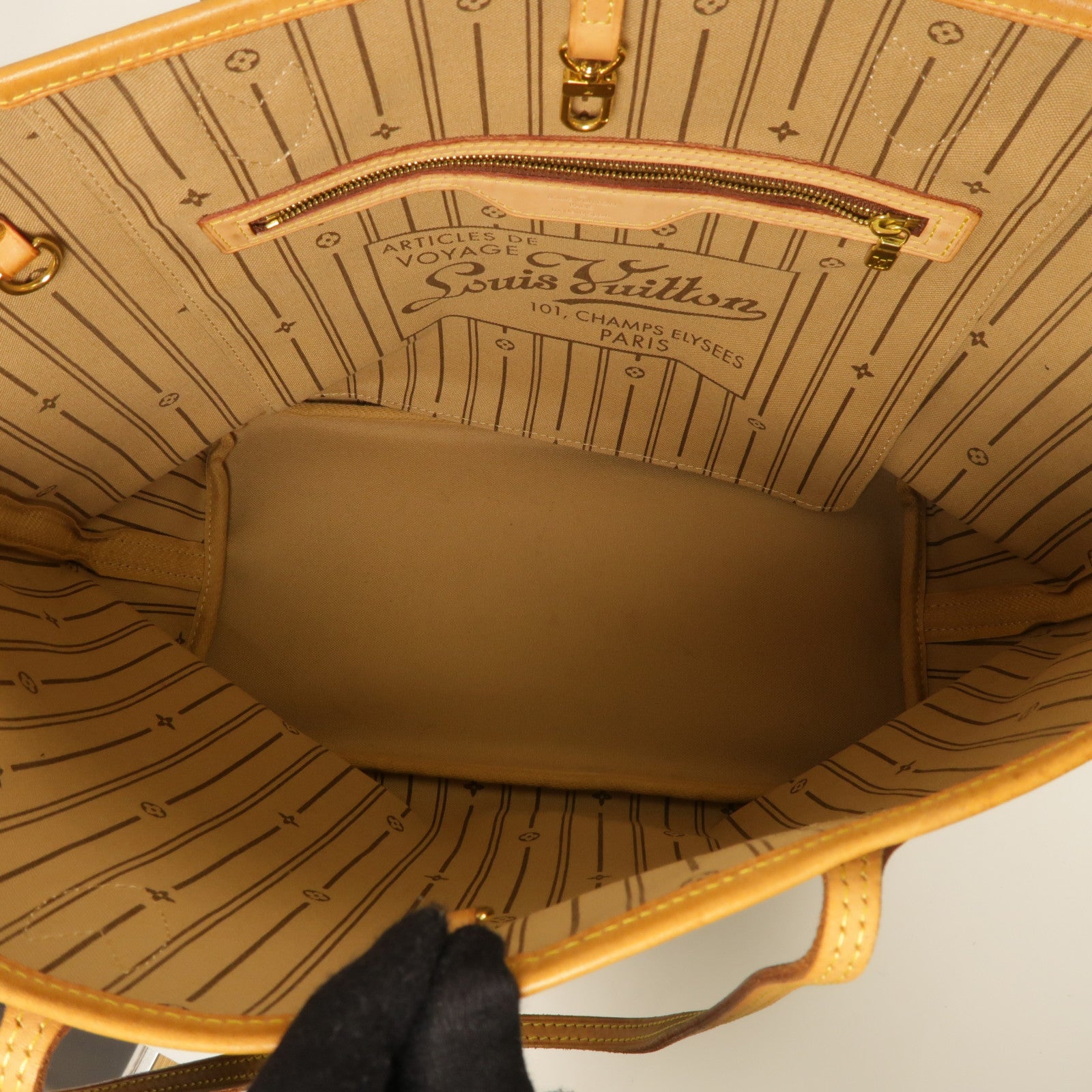 LOUIS VUITTON Monogram Neverfull MM金扣手挽袋