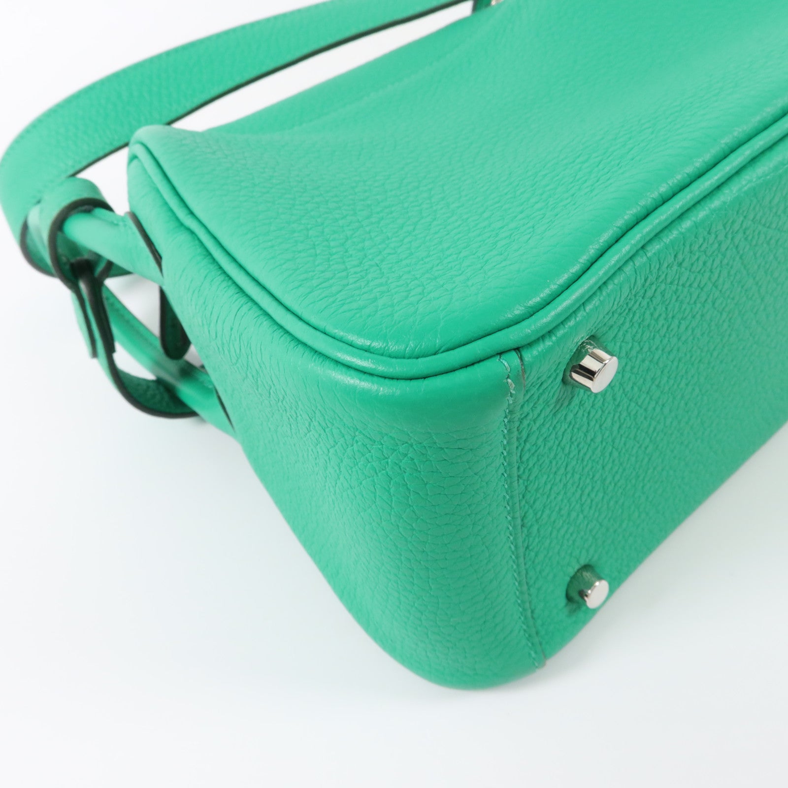 HERMES Clemence皮革Mini Lindy手挽肩背兩用袋Bambou