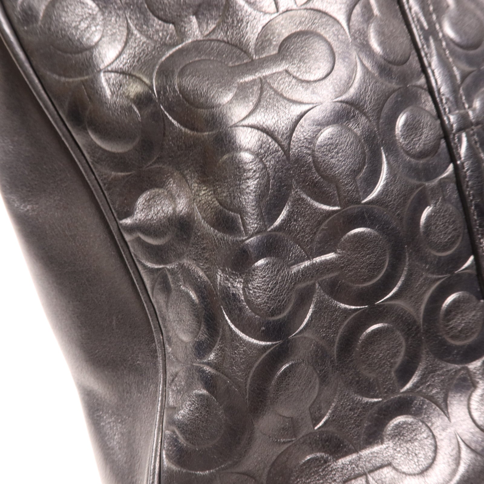 COACH 牛皮皮革Shoulder Bag銀扣肩背袋