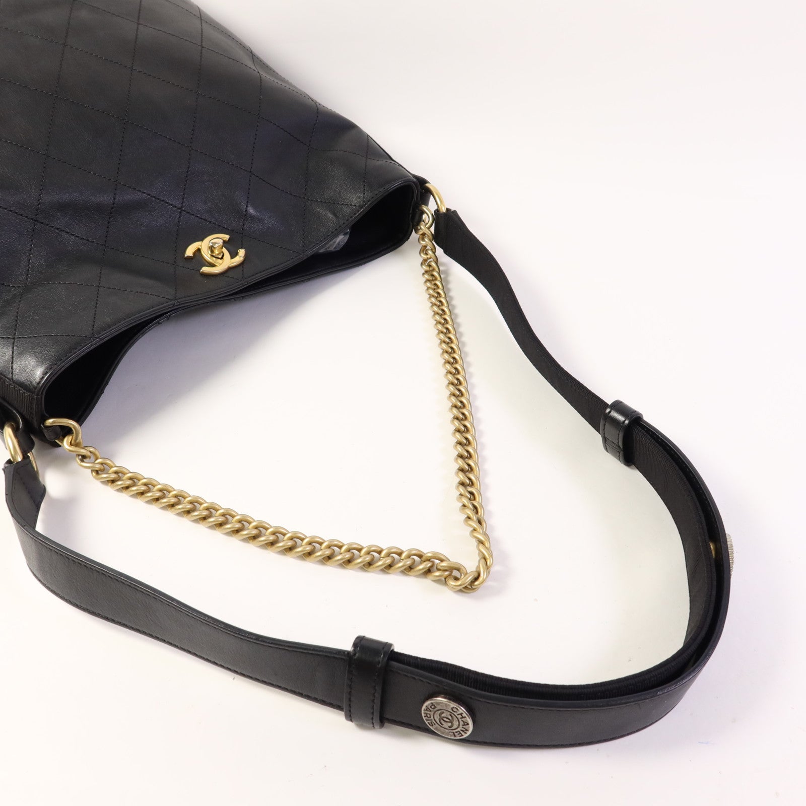 CHANEL 牛皮皮革2 Way Shoulder Bag金扣手挽肩背兩用袋