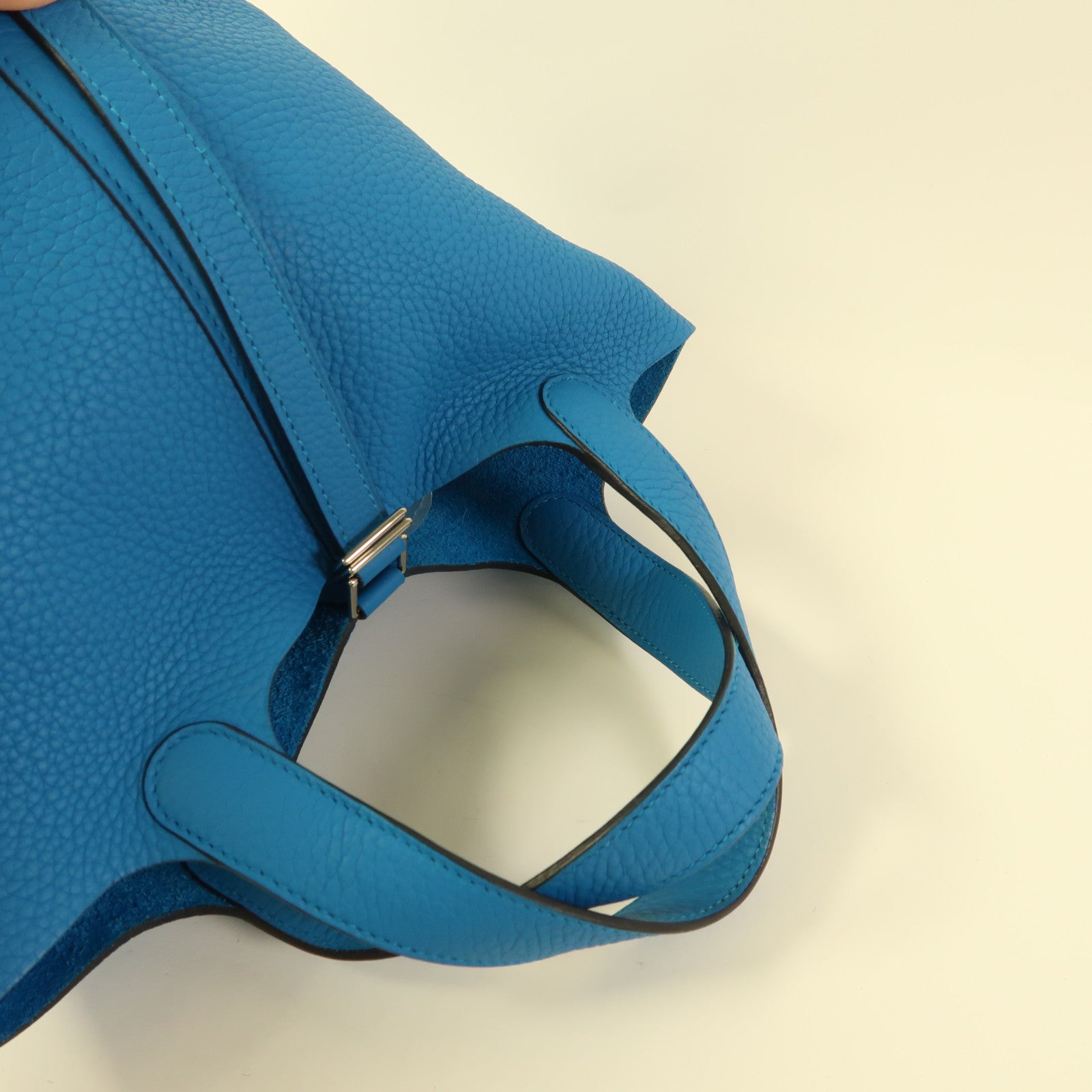 HERMES Clemence皮革Picotin PM銀扣手挽袋Bleu Zanzibar