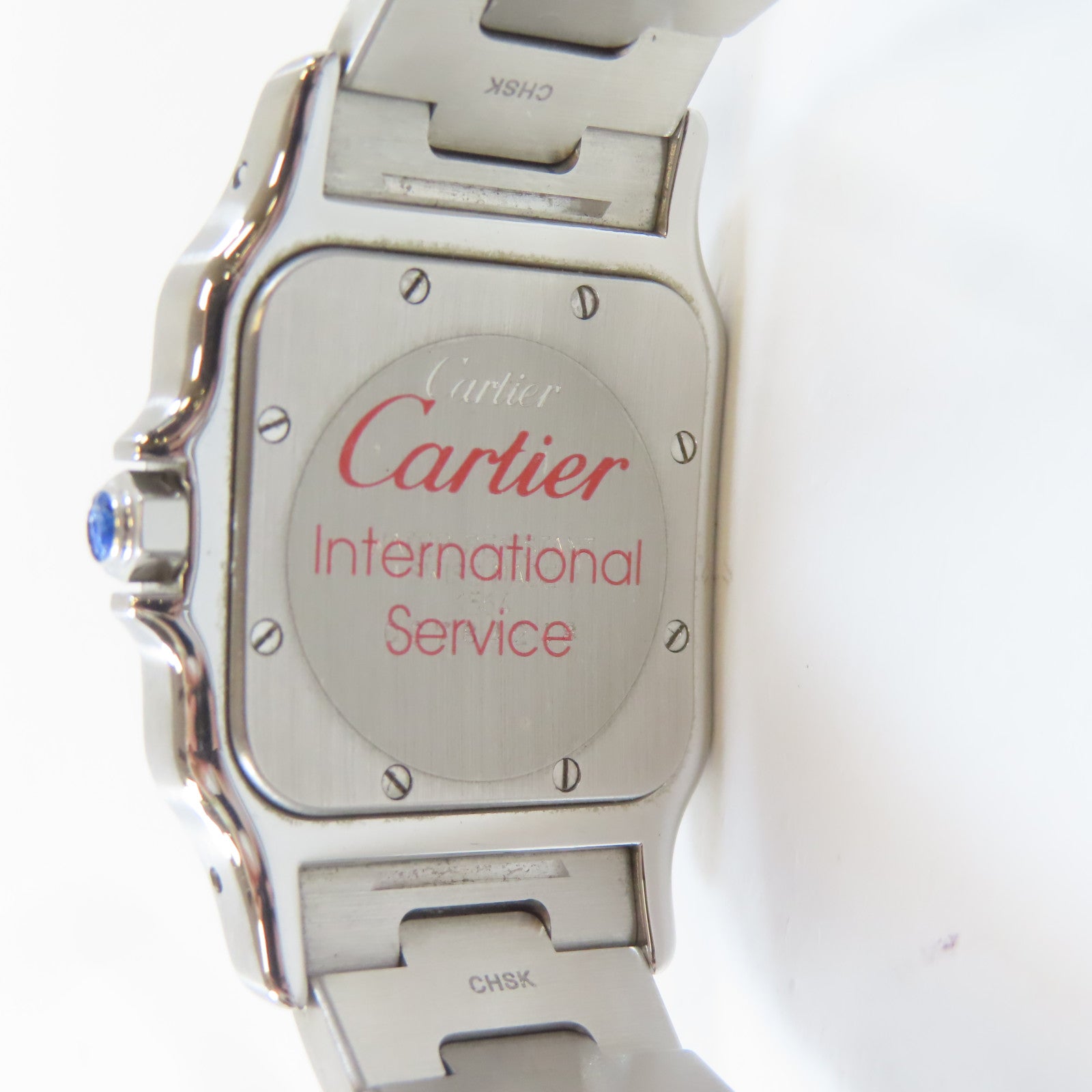 CARTIER Santos Galbee 1564不鏽鋼手錶石英機芯米色#16cm