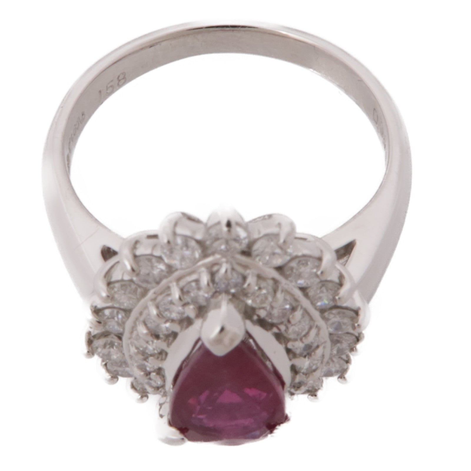 JEWELRY JEWELRY PT850鉑金Ruby/Diamond Ring紅寶石/鑽石戒指US#6.5