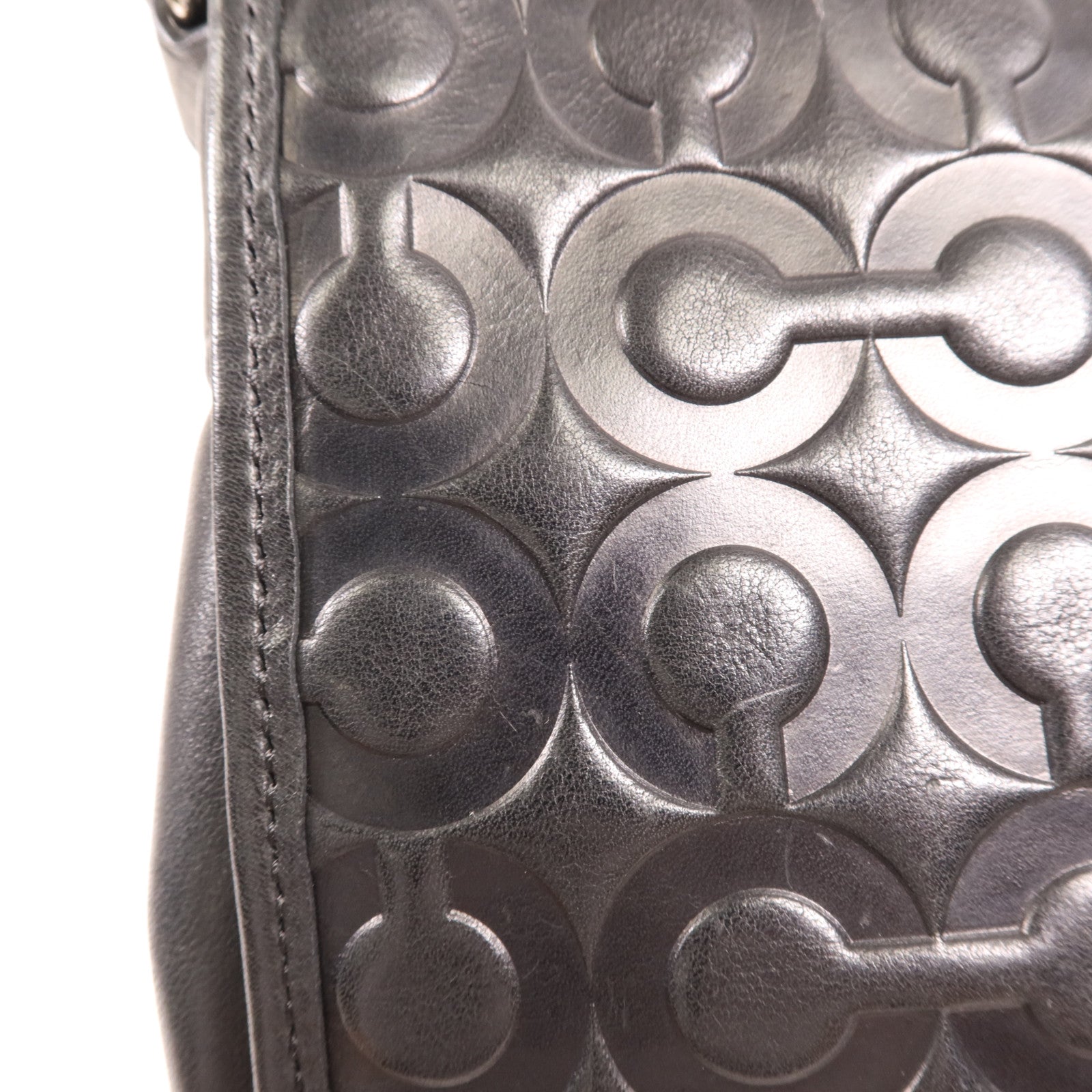 COACH 牛皮皮革Shoulder Bag銀扣肩背袋