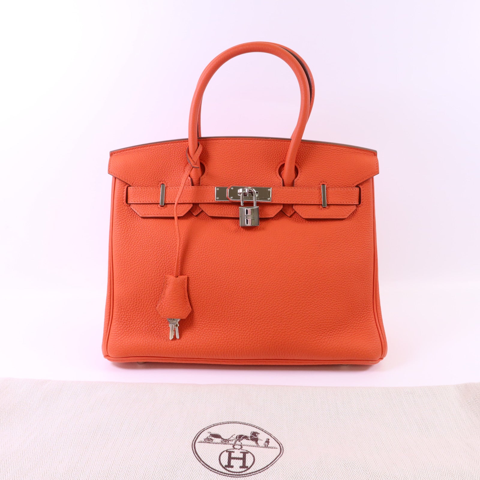 HERMES Togo皮革Birkin 30銀扣手挽袋Capucine