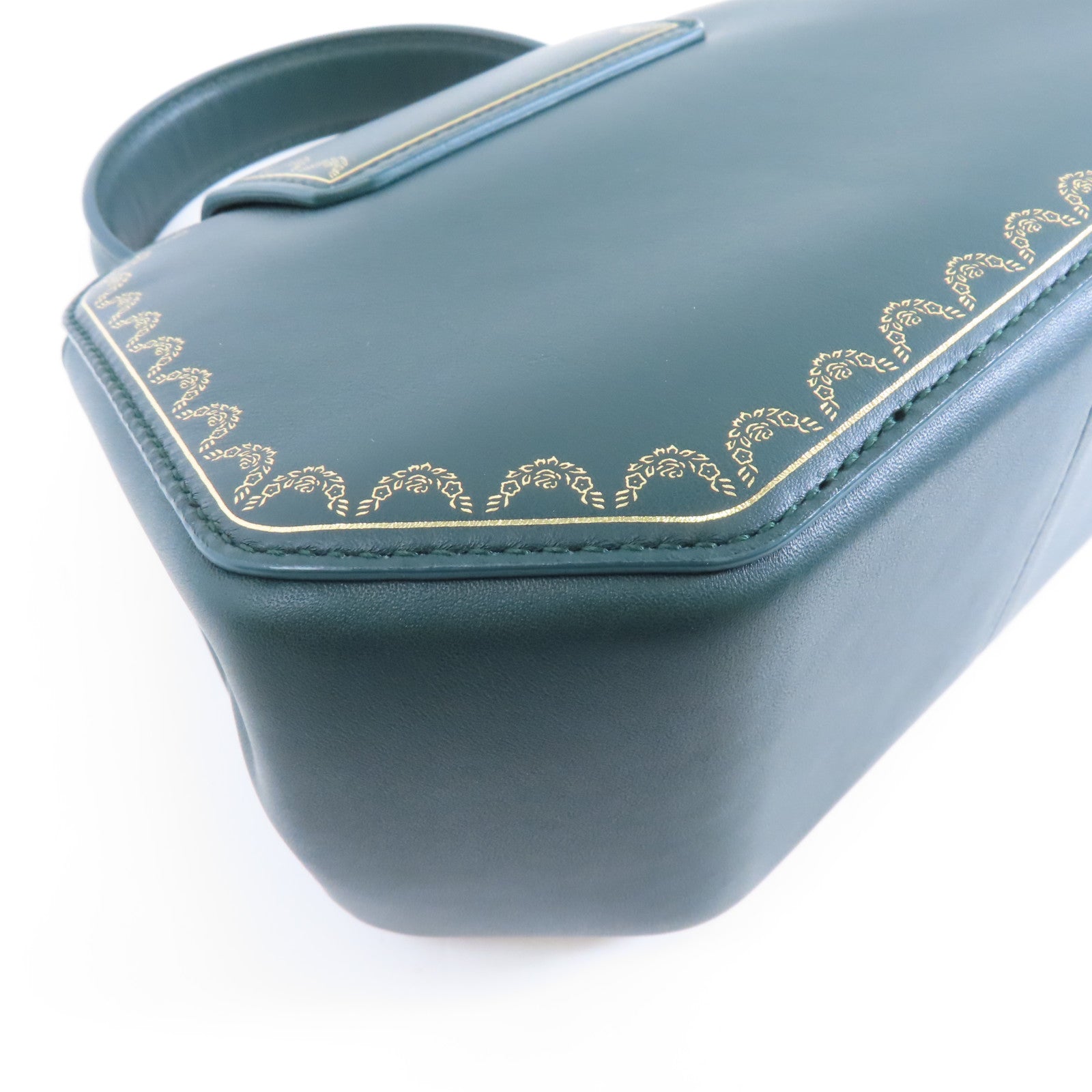 CARTIER 牛皮皮革The Guirlande De Cartier金扣手挽肩背兩用袋綠色