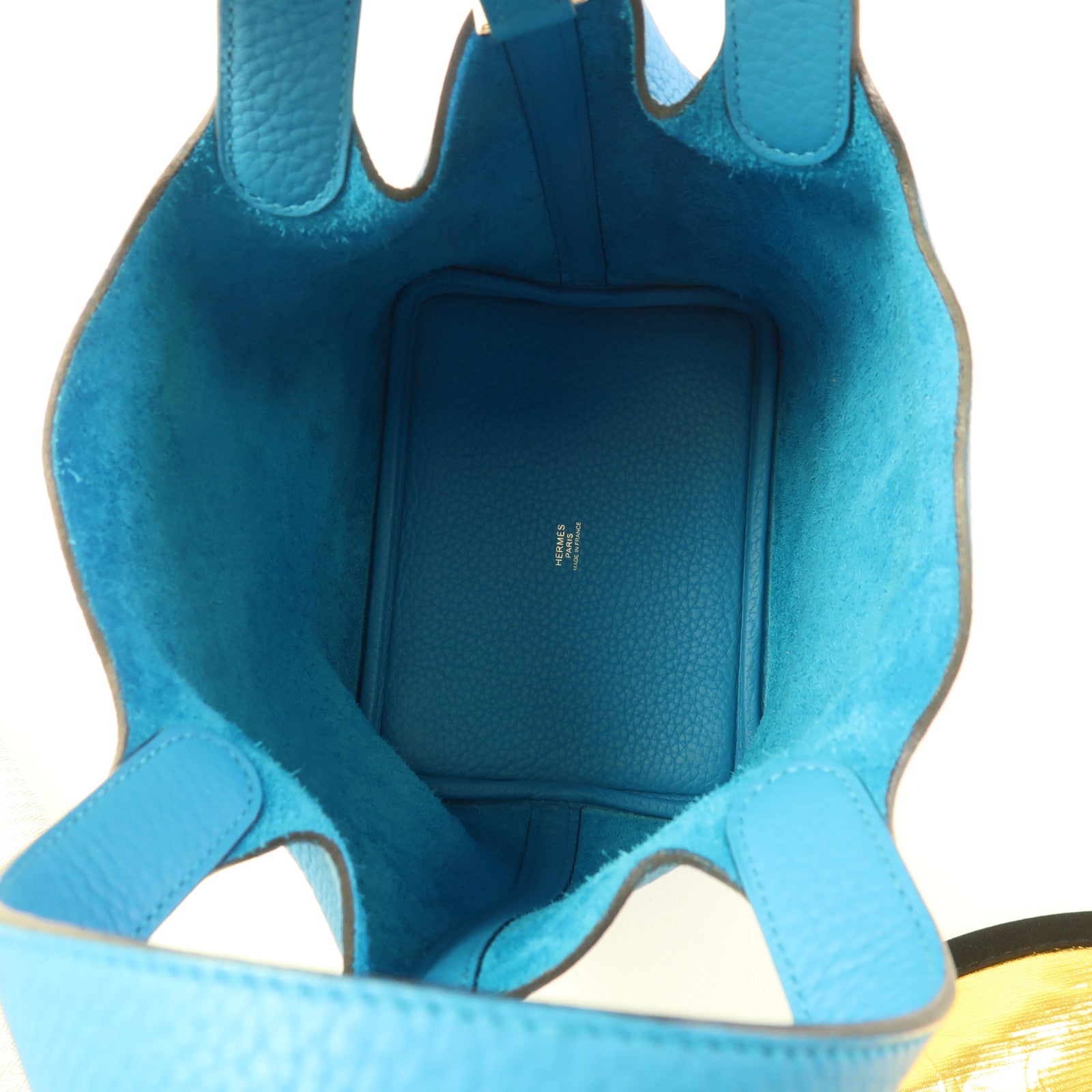 HERMES Clemence皮革Picotin PM銀扣手挽袋Bleu Zanzibar