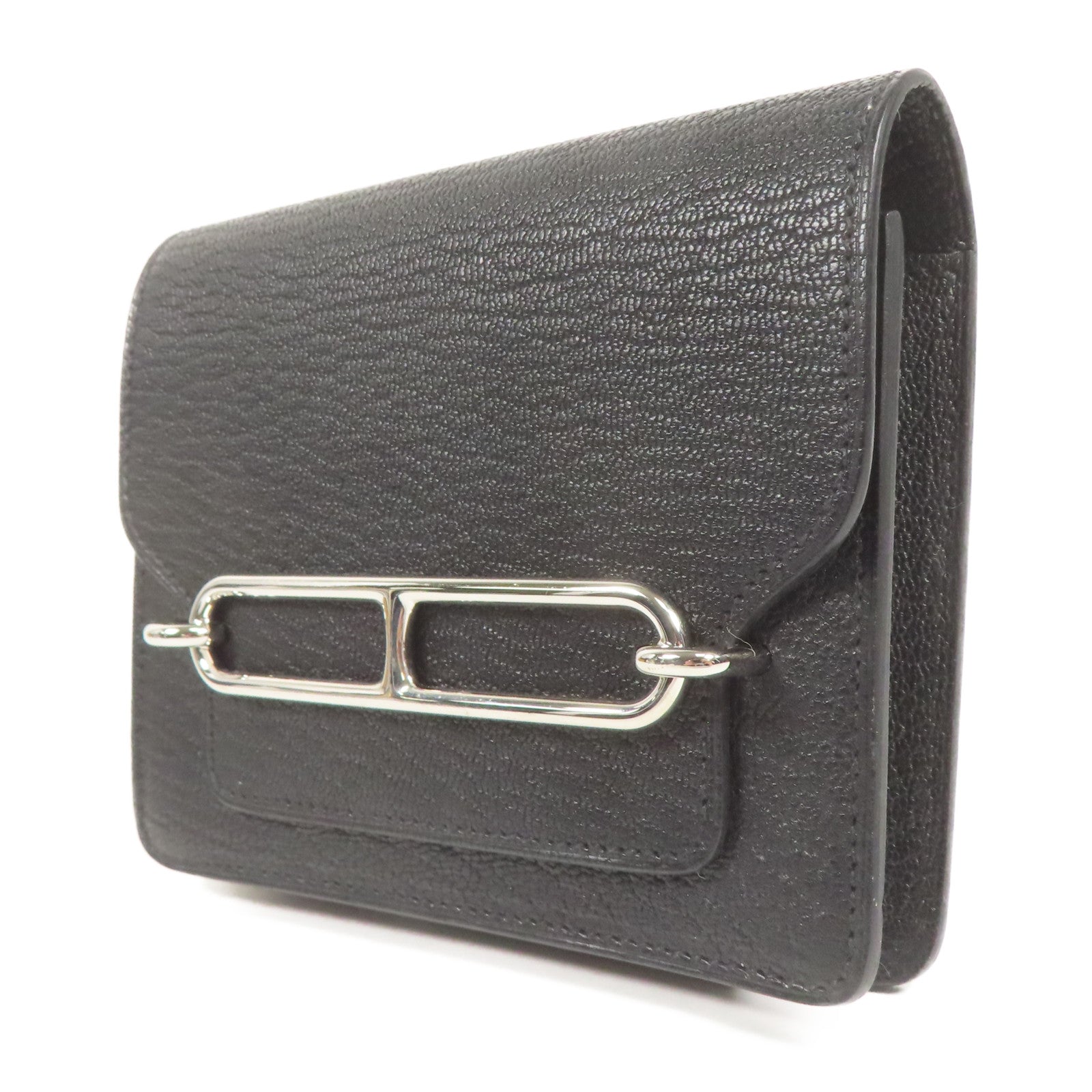 HERMES Chevre皮革Roulis Slim銀扣錢包