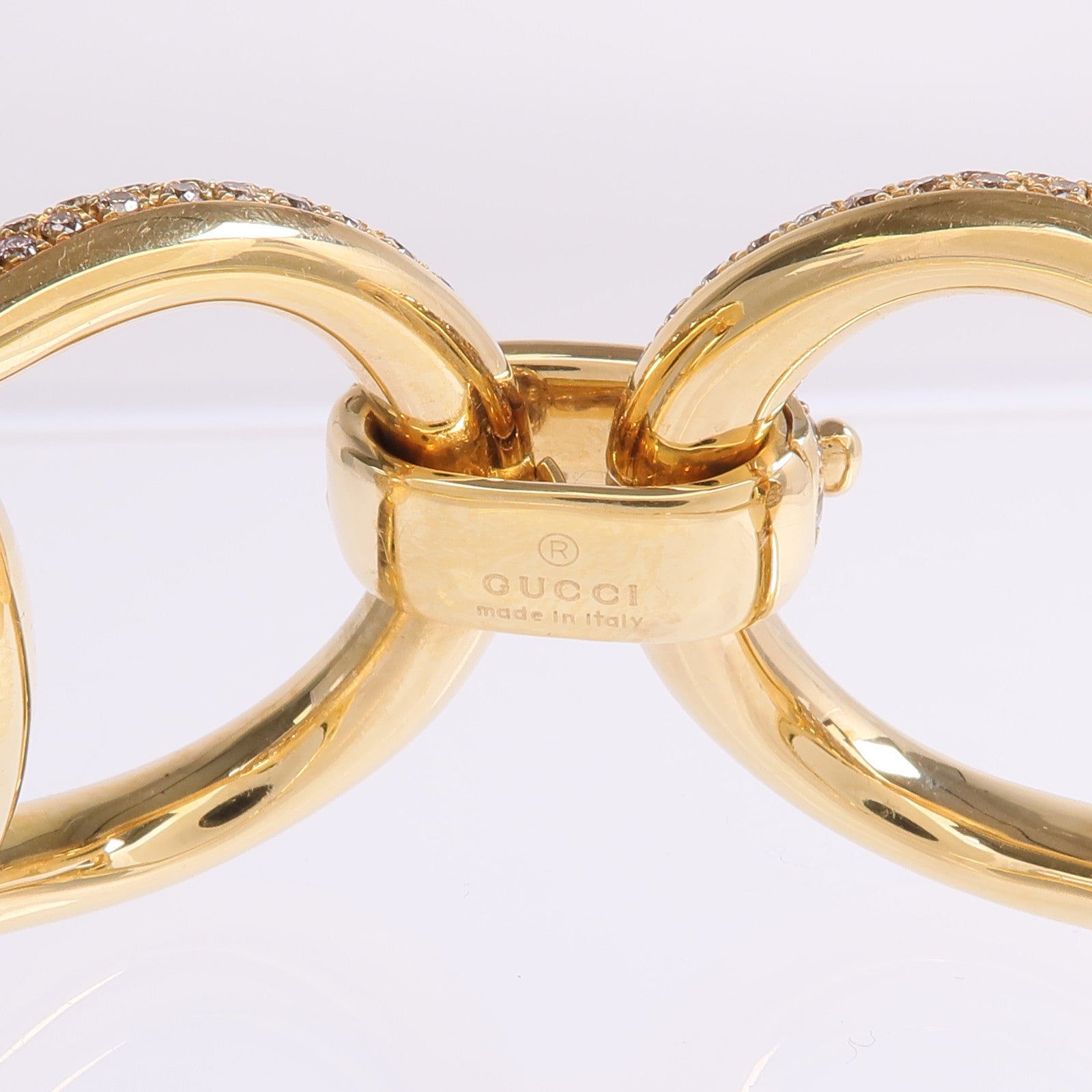 GUCCI 18K黃金Diamond Horsebit Bracelet鑽石手鐲
