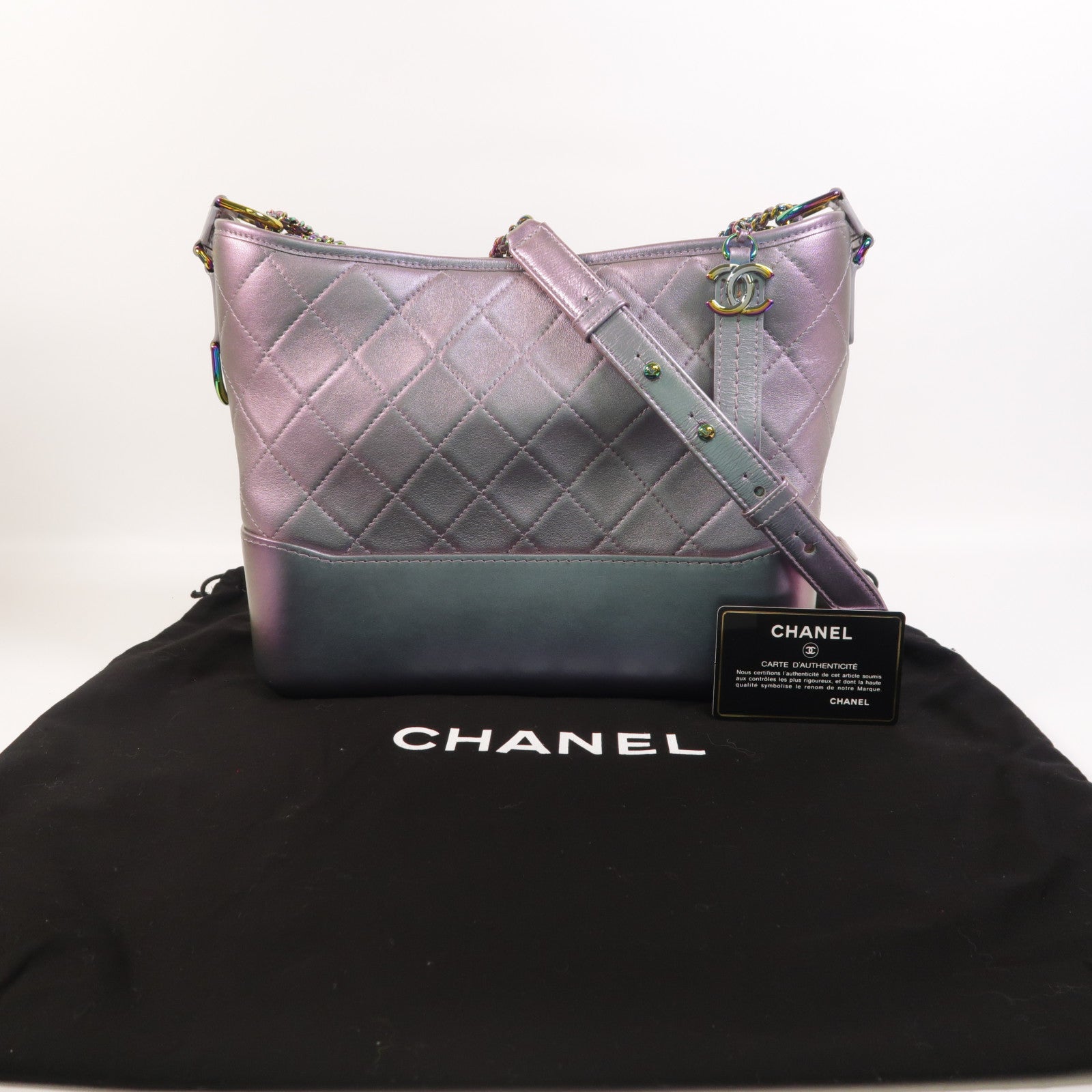 CHANEL 牛皮皮革Gabrielle Medium鏈帶肩背袋