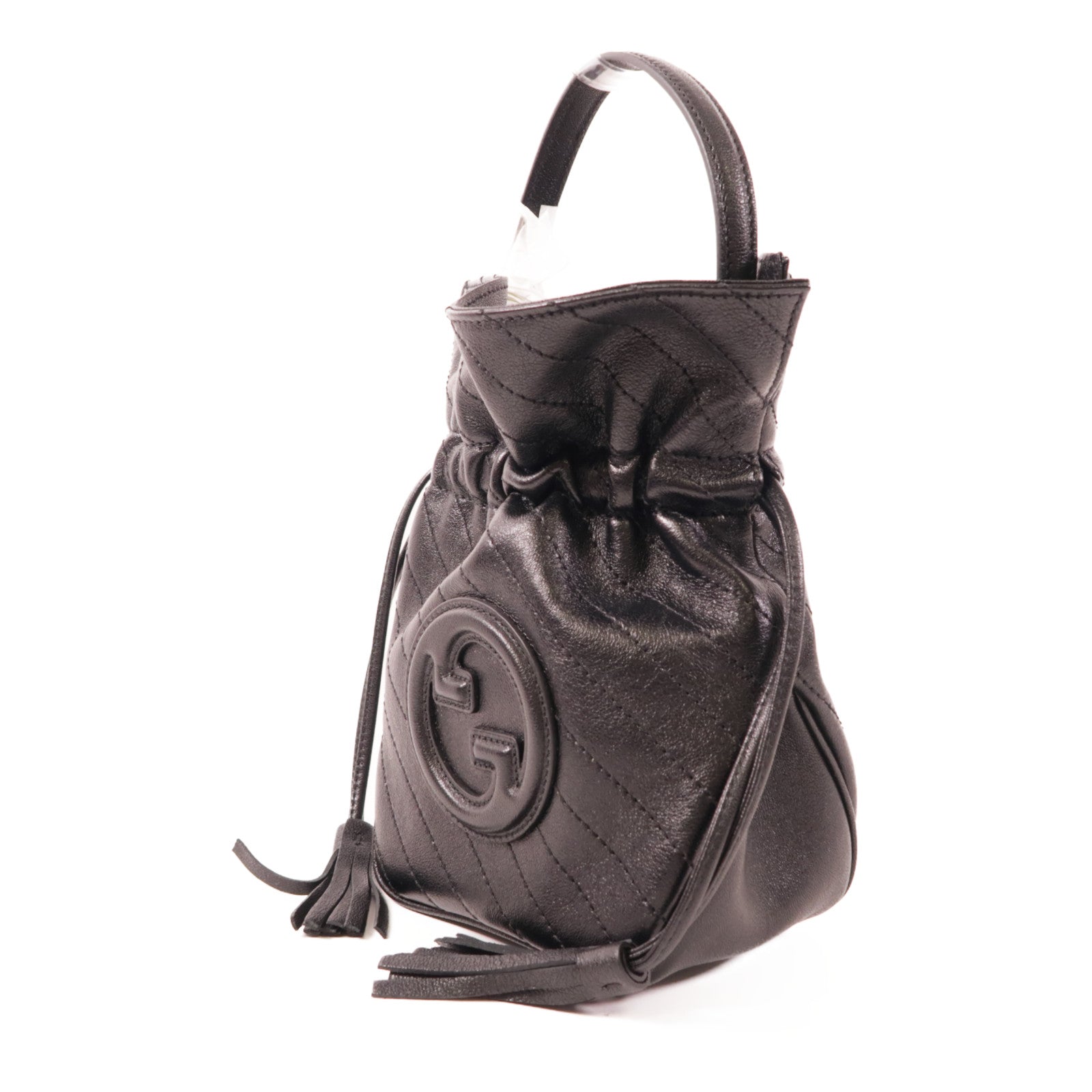 GUCCI GG SHW Blondie Mini Bucket 2 Way Chain Shoulder Bag Calfskin Leather