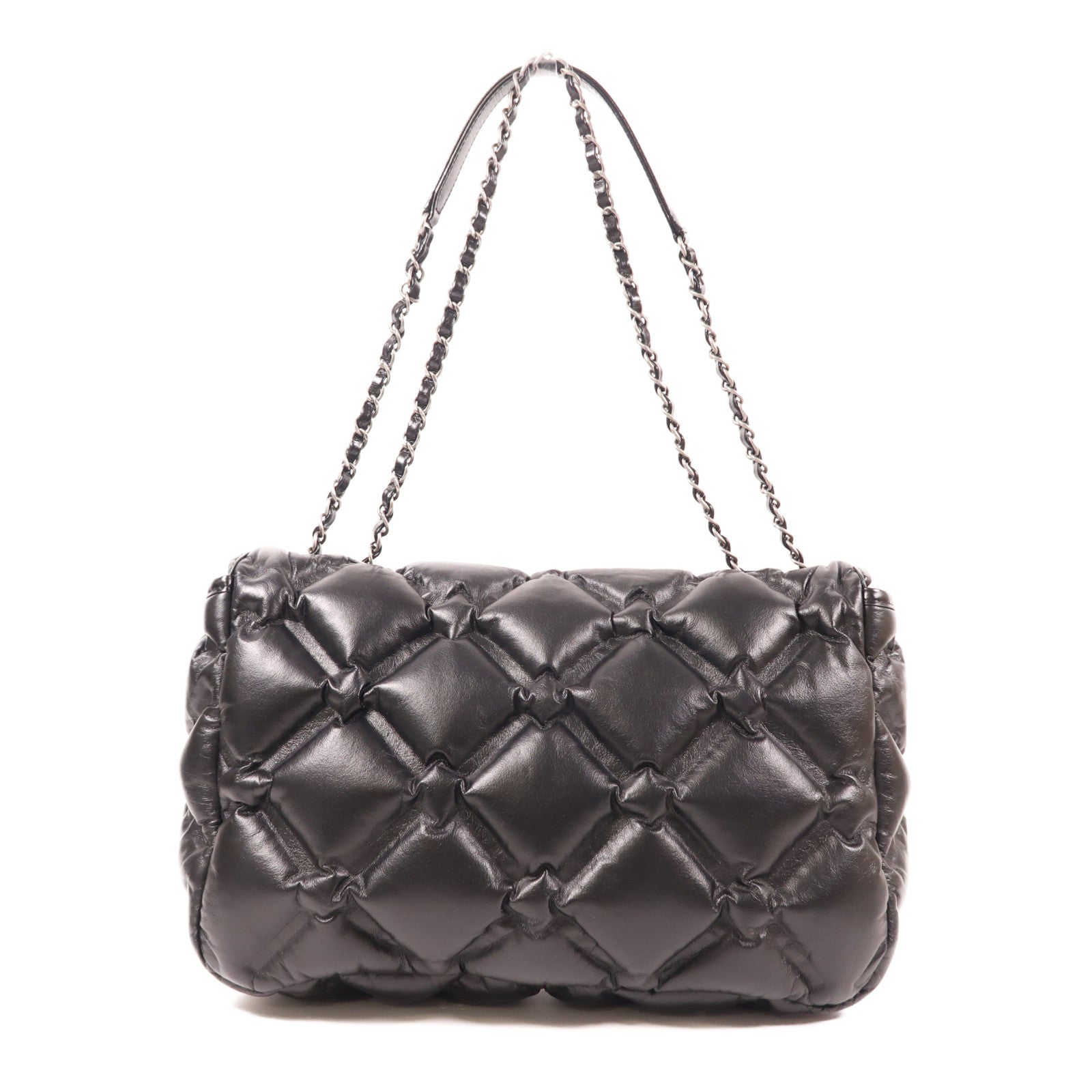 CHANEL CC SHW Shoulder Bag Calfskin Leather Black
